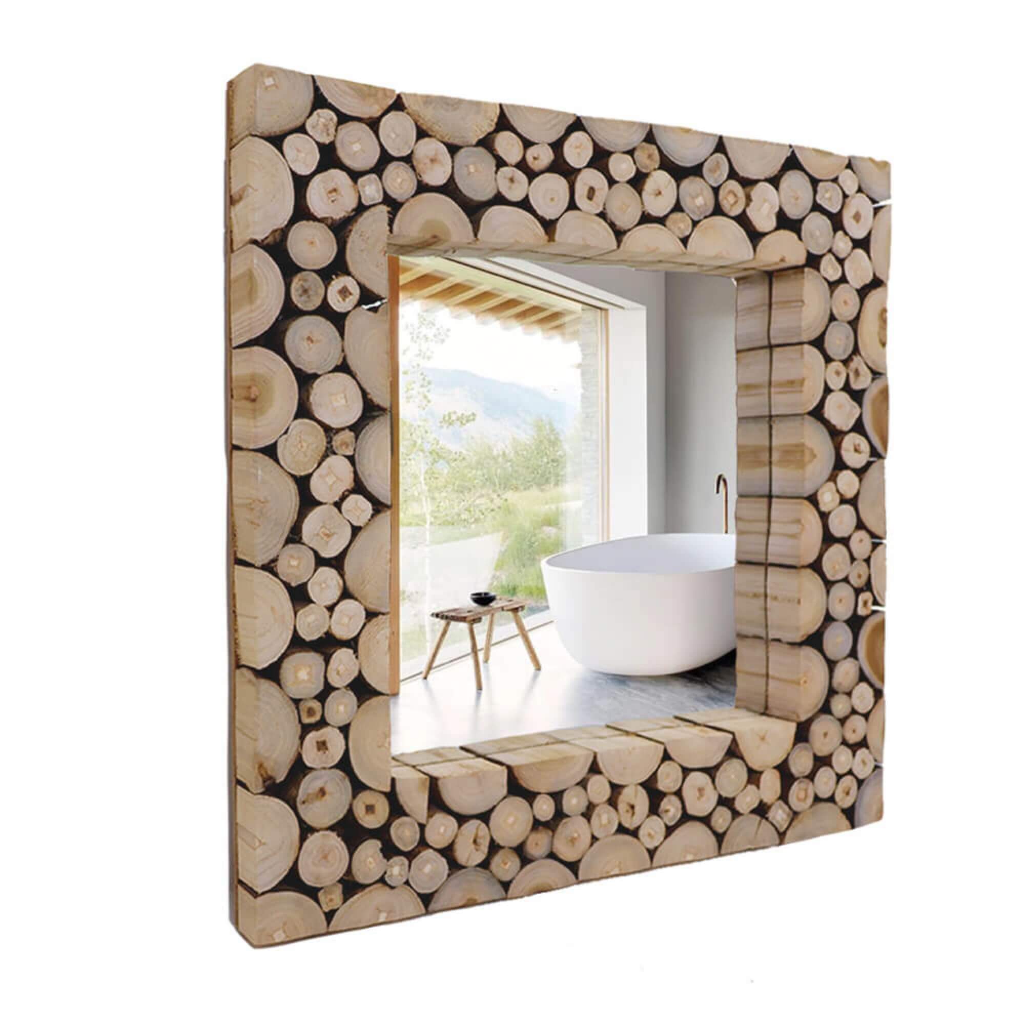 Natural Teak Mirror - Square