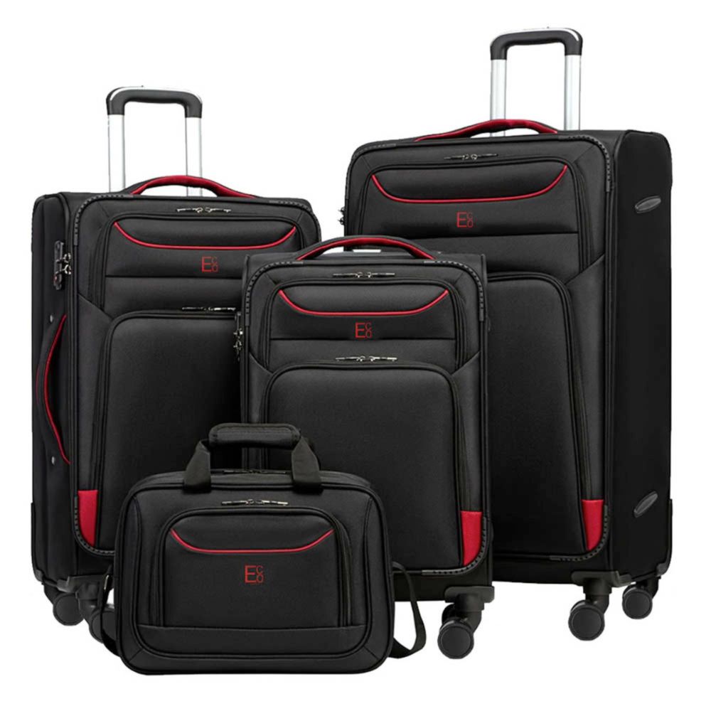 Pre-Order Monaco Soft Luggage Set of 4 Pieces Black and Red