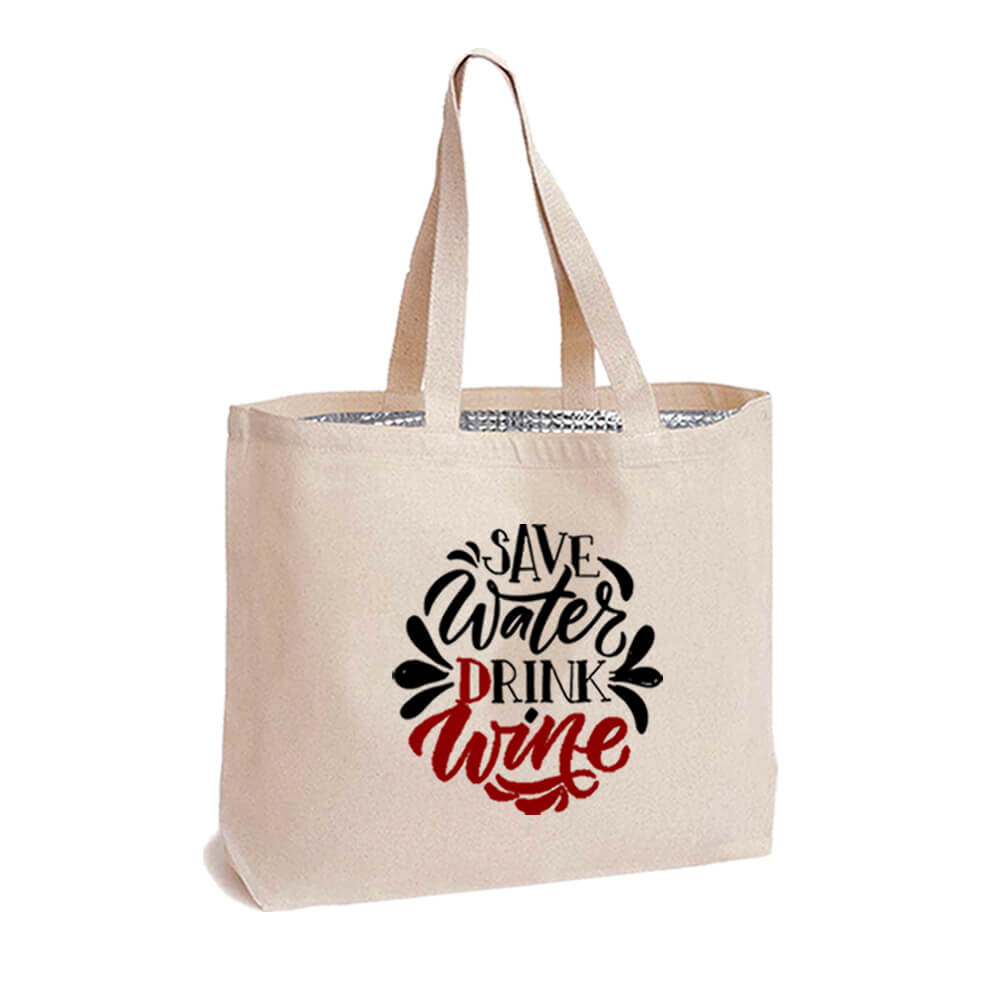 Branded Reusable Cotton Wine Shopping Cooler Bag