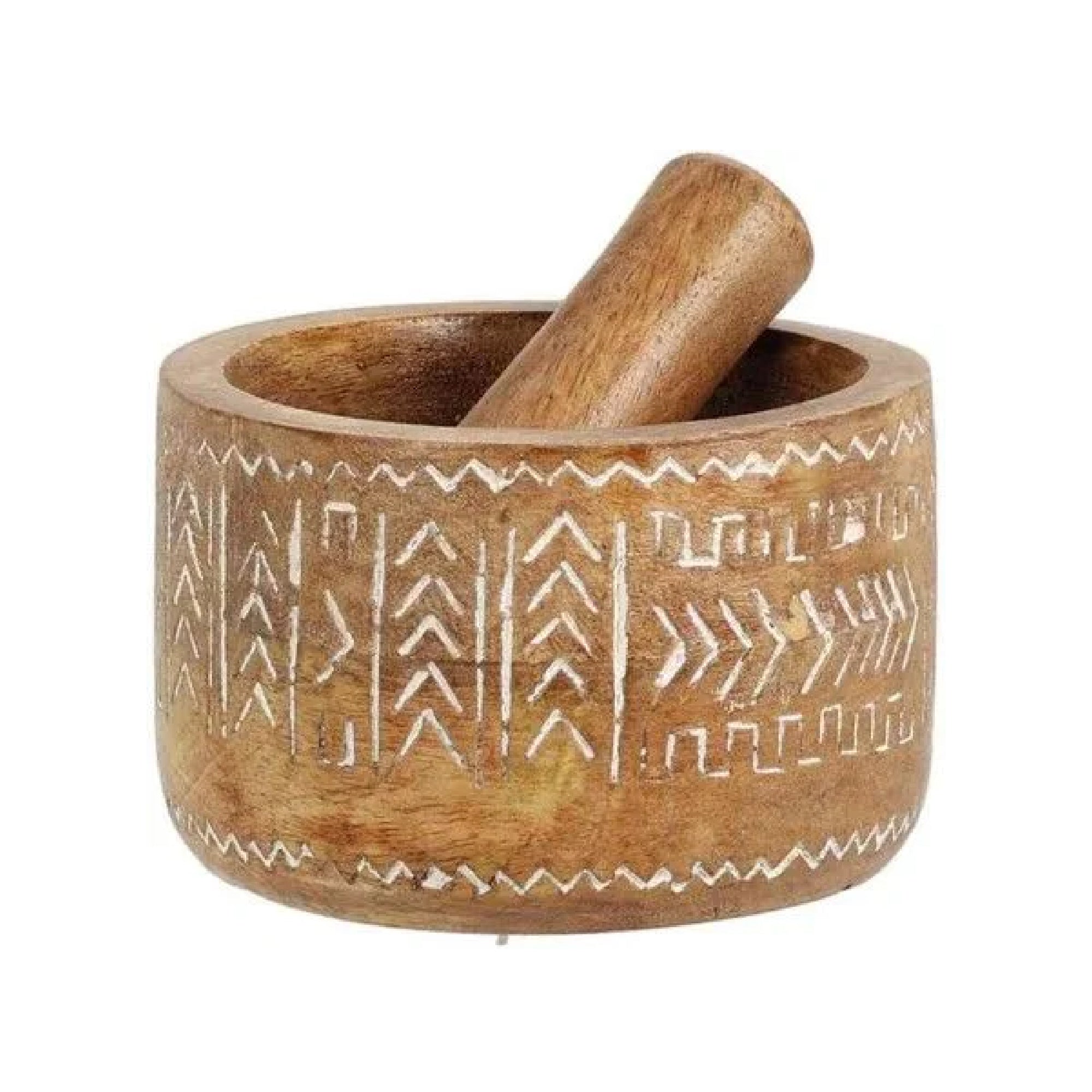 Wooden Mortar & Pestle for Spices, Herbs and Cooking – 10x7cm Mango Wood