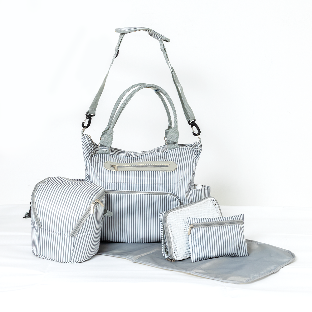 Value Set Diaper Bag - Grey stripe design