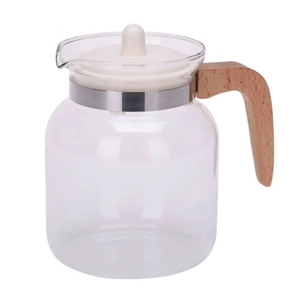 Glass and Beechwood Teapot