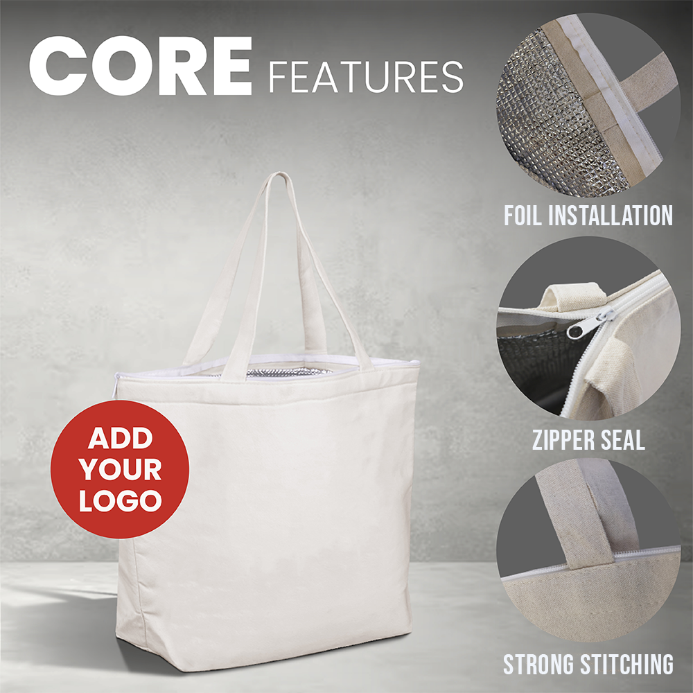 CAN-CO3-W - Wine Reusable Insulated Canvas Cooler Tote Bag | 270GSM, 27L