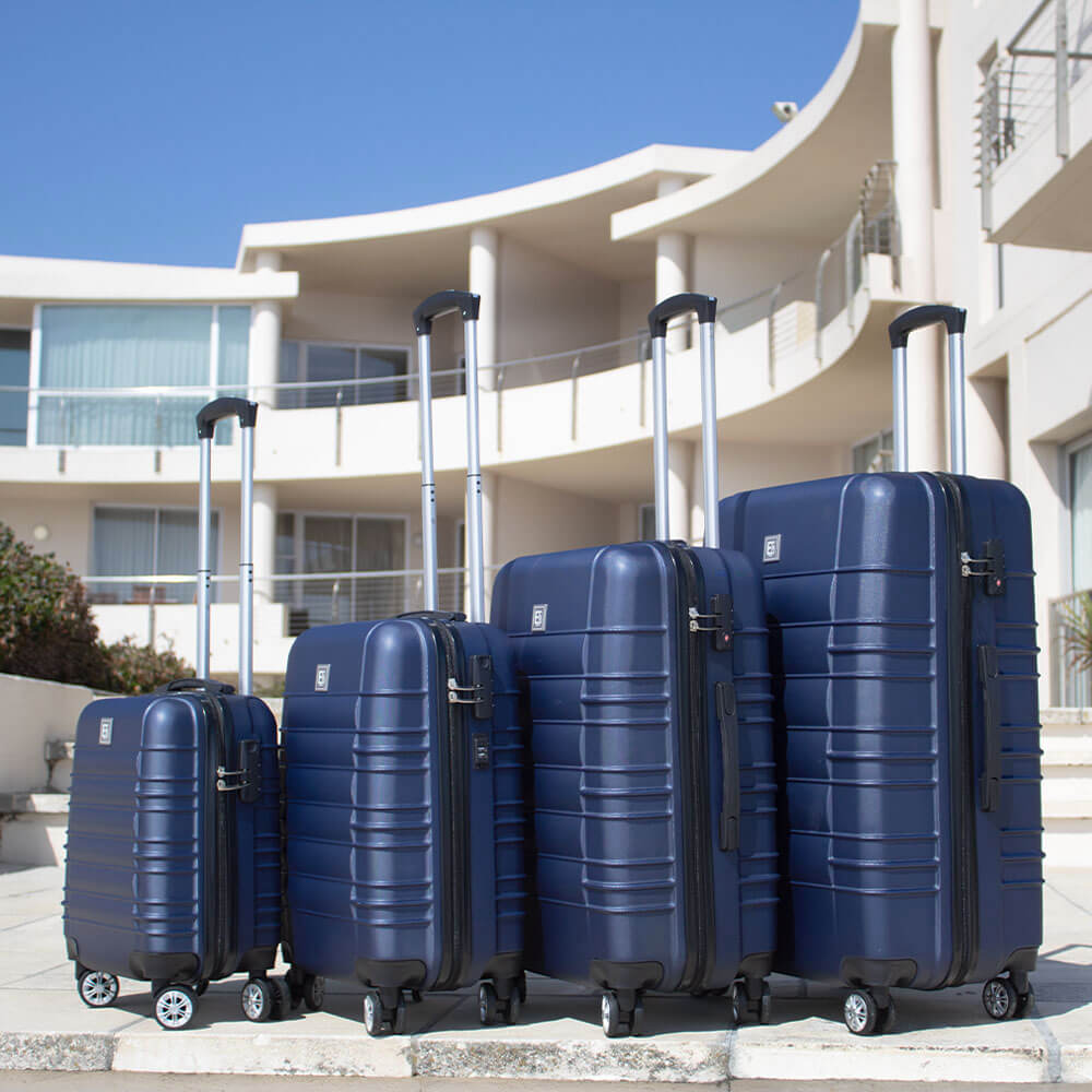 Santorini Hardshell Luggage Set - 360 Spinner Wheels - 4 Pieces - Navy