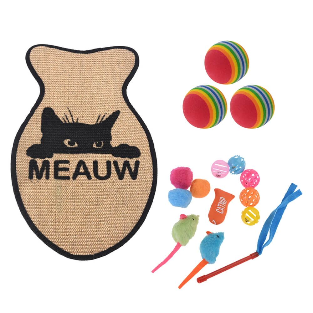 Cat Toys Kit: Scratch Mat and Toys