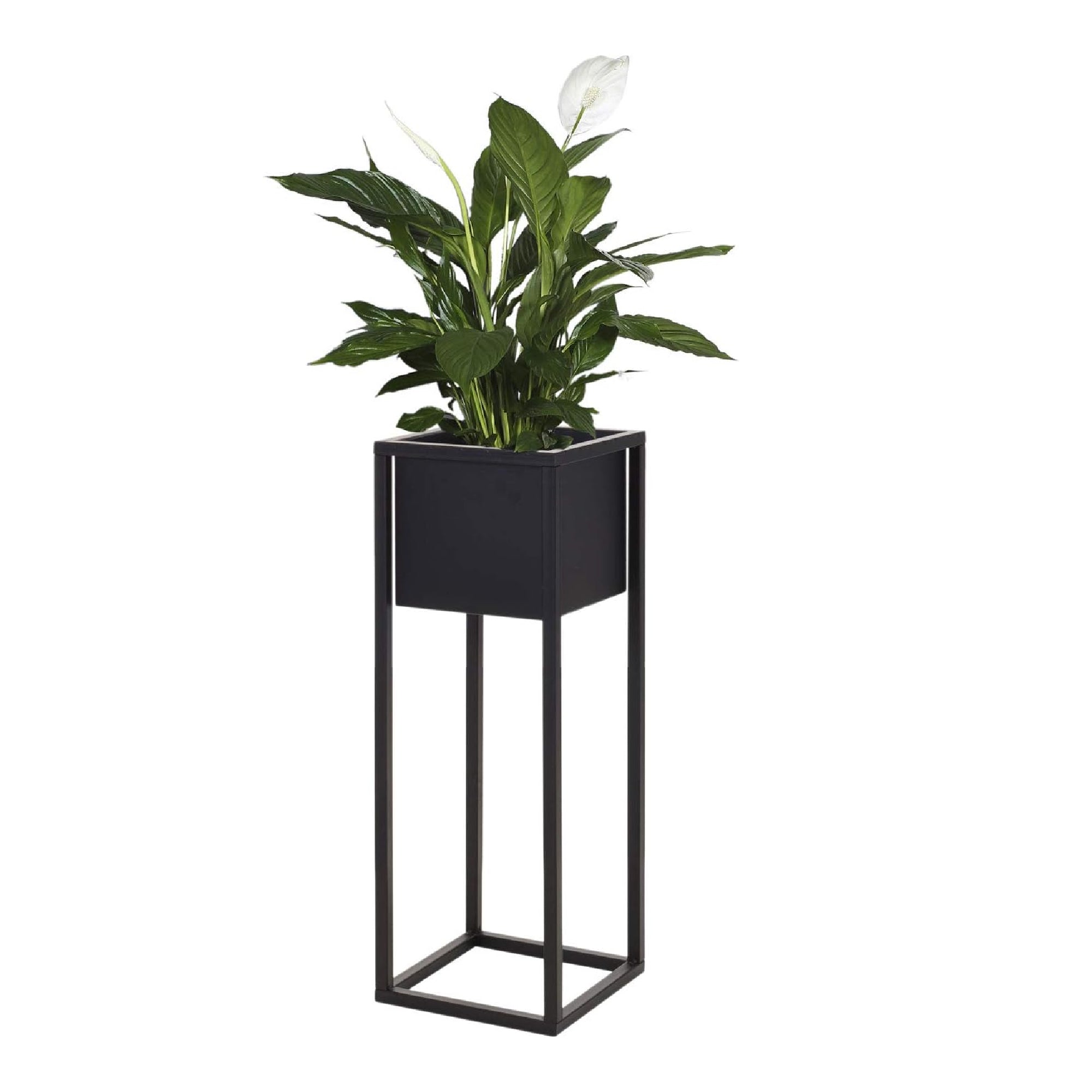 Black Metal Raised Flower Pot and Planter Pot – 50cm Height (18x21cm)