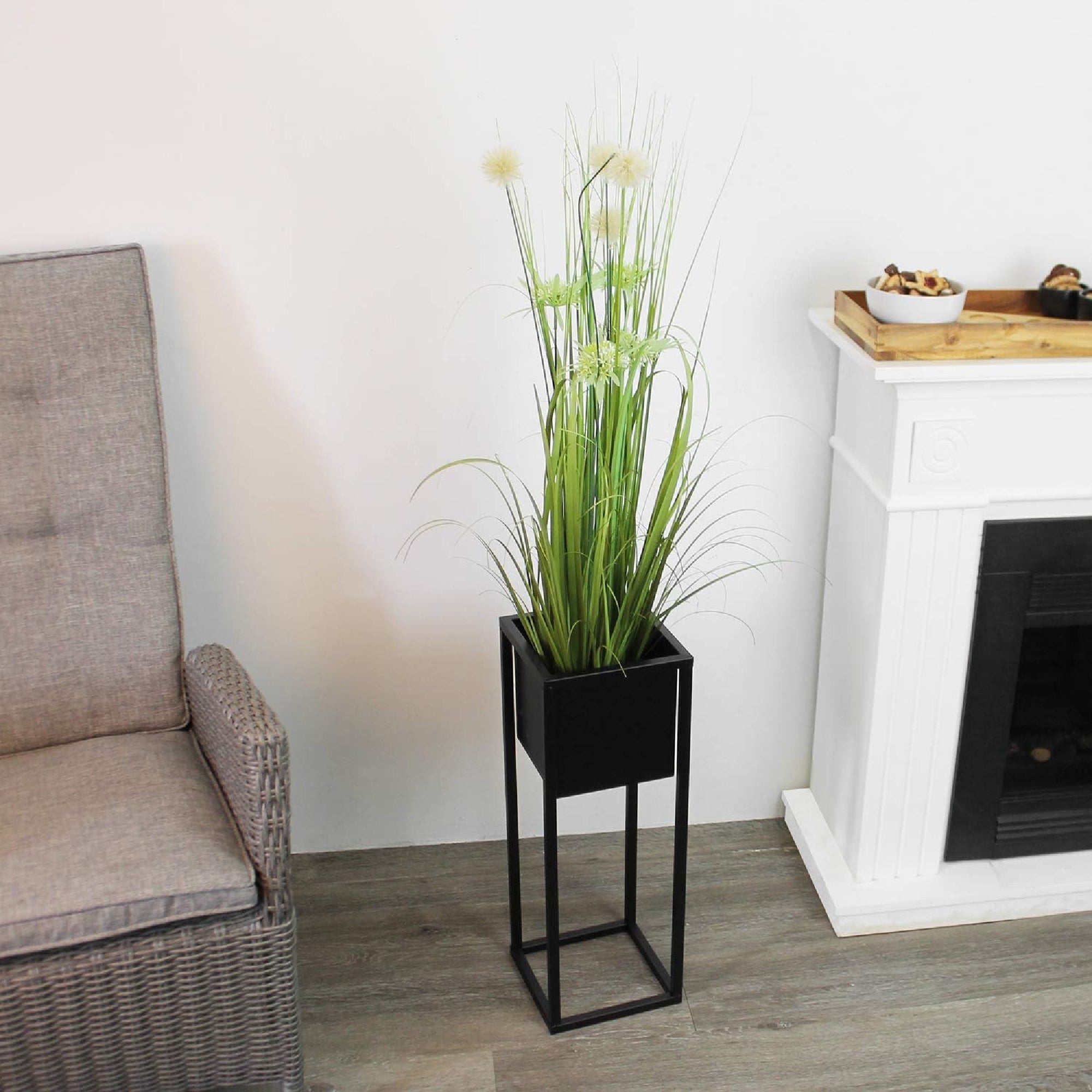 Black Metal Raised Flower Pot and Planter Pot – 50cm Height (18x21cm)