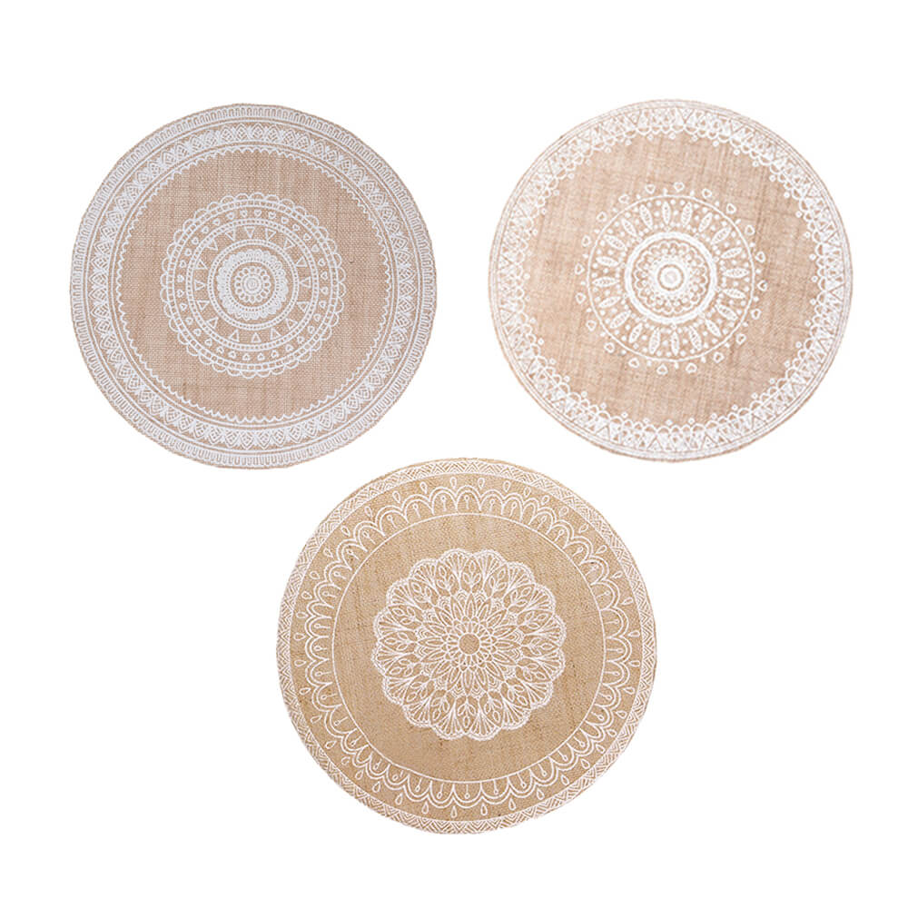 Mandala Design Natural Jute Placemat - Set of 3