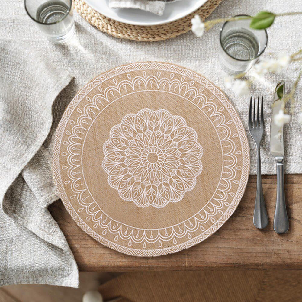 Mandala Design Natural Jute Placemat - Set of 3