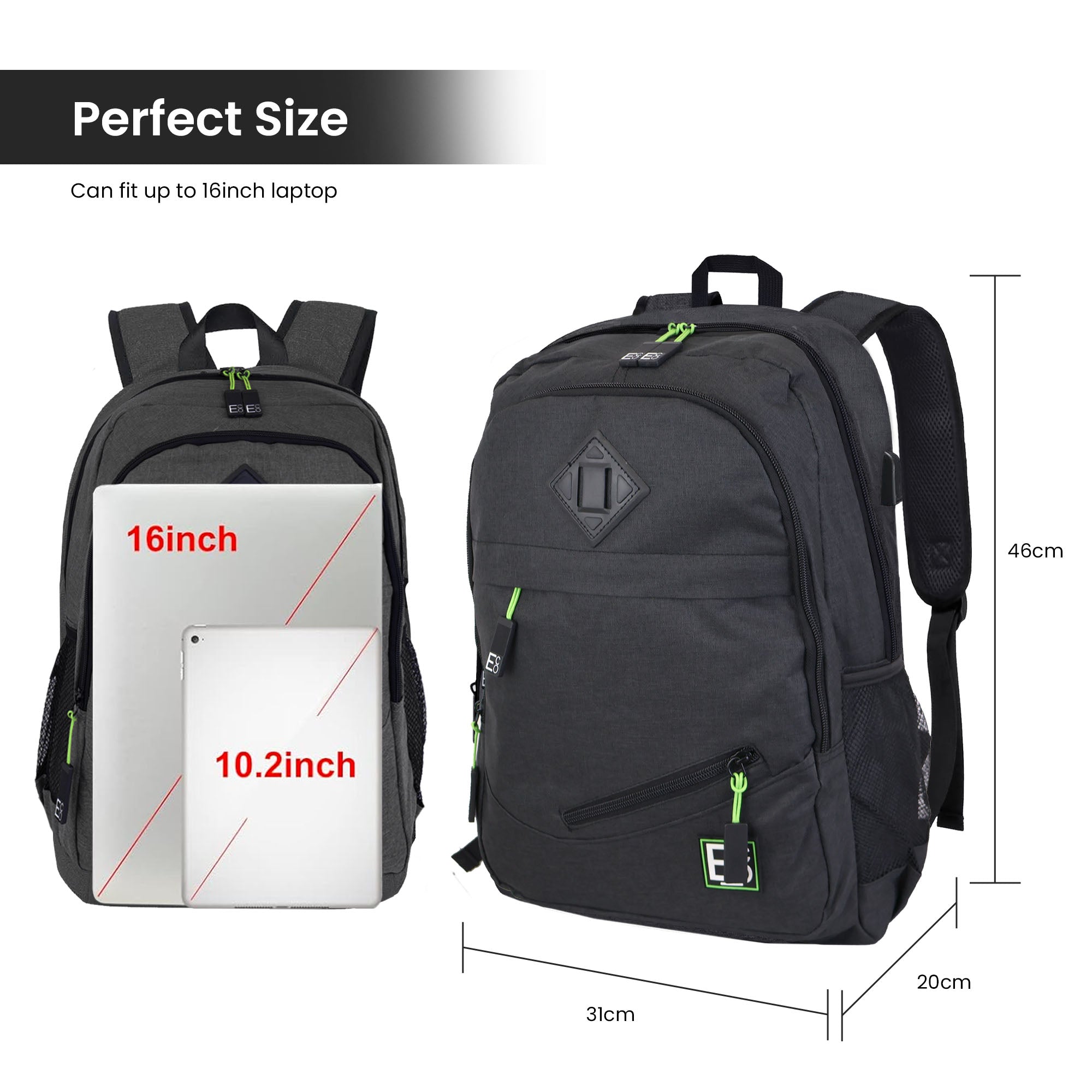 Backpack with USB Laptop or Phone Charging Port