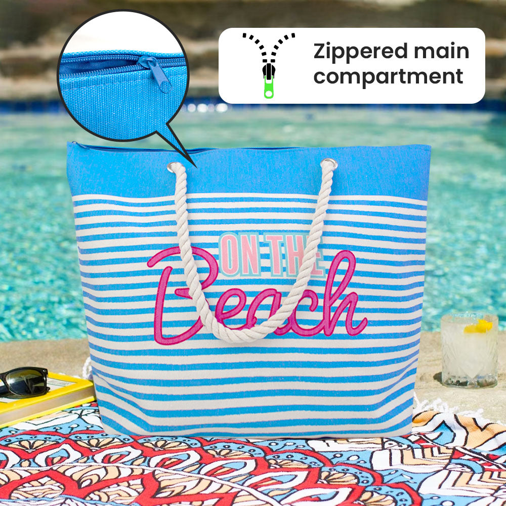 Striped Beach Bag with Rope Handles