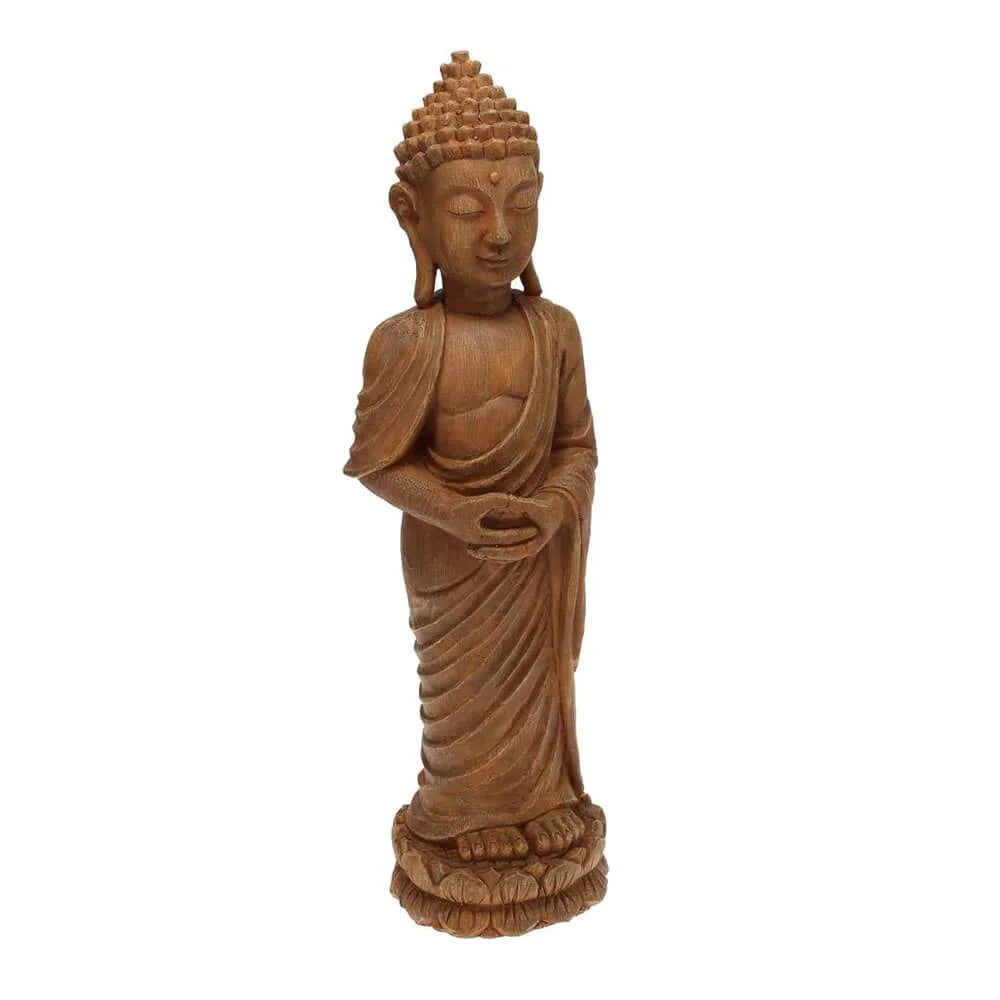 Standing Buddha with Wood Finish - 48cm