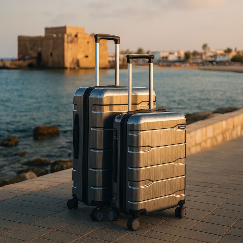Cyprus Grey Hardshell Luggage Set - Reflective Metallic Design - 2 Pieces