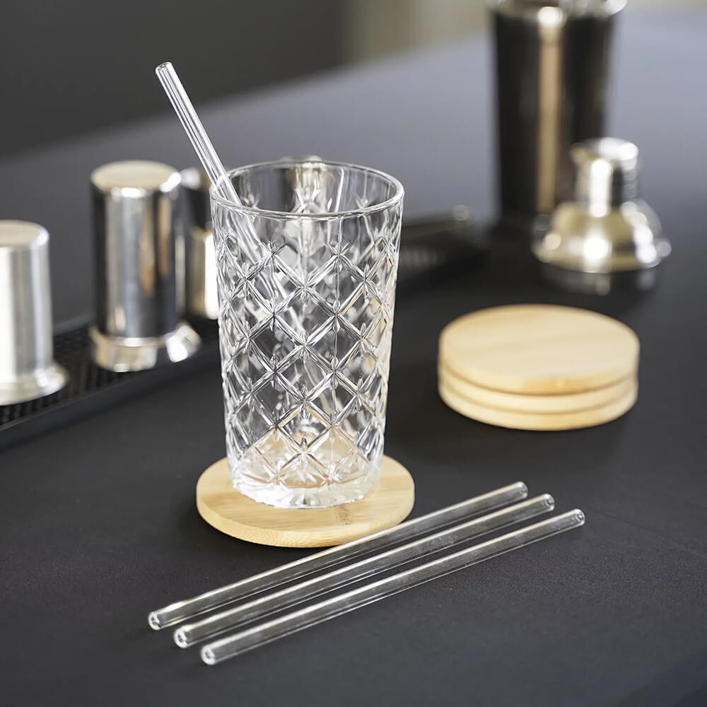 Glass Drinking Straws with Cleaner - 5 Pieces