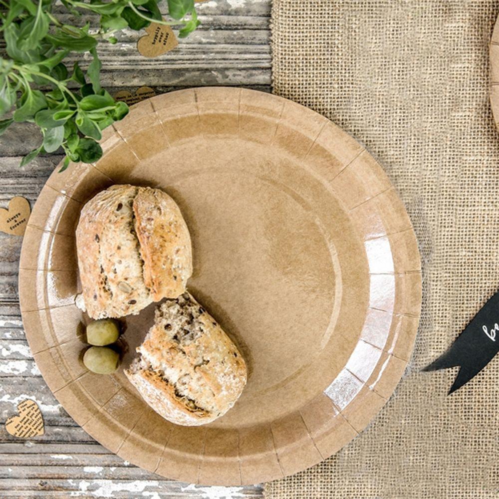 Kraft Paper Plates - Set of 10 Pieces - Biodegradable