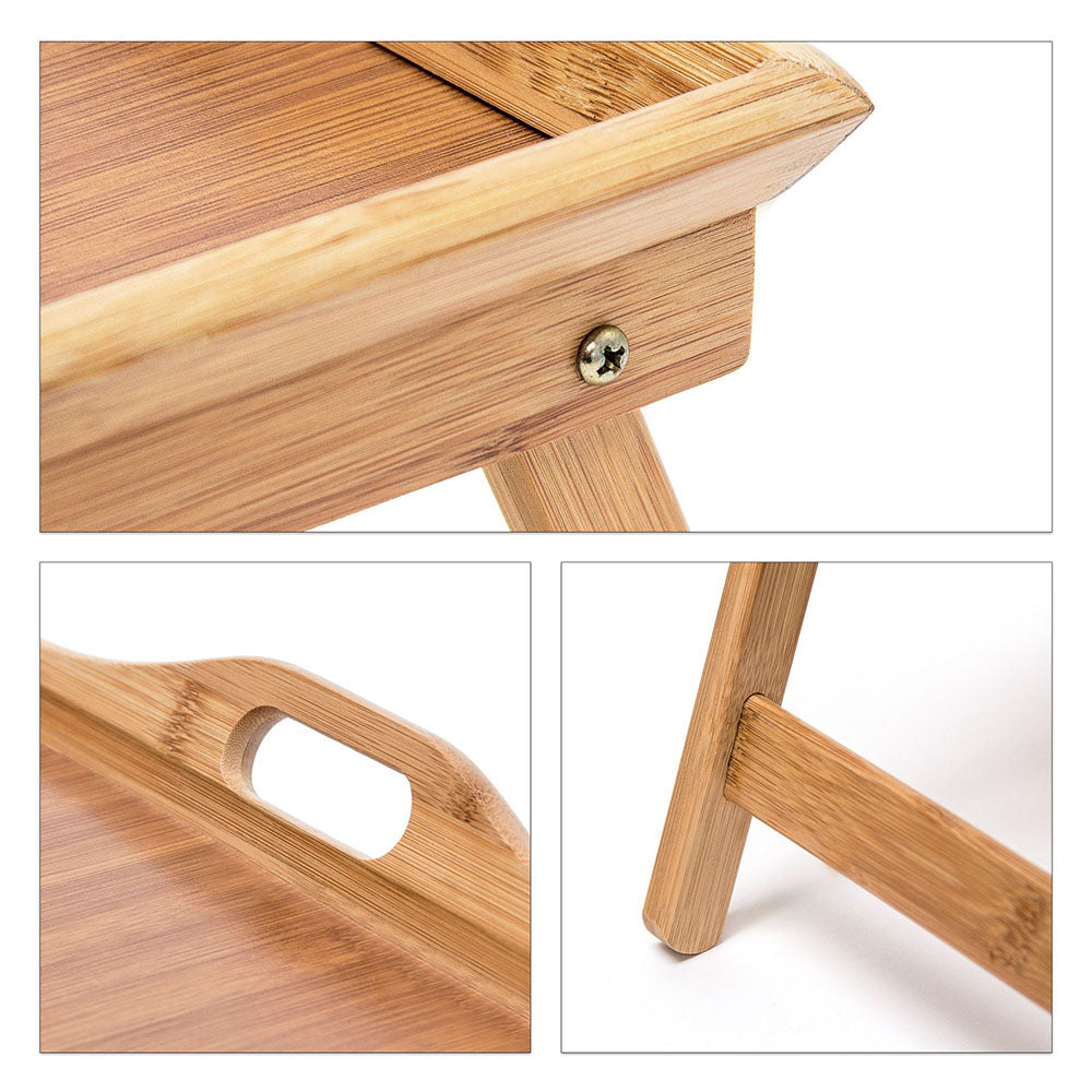Bags Direct Eco-Friendly Bamboo Bed Serving Tray with Stand - 784200240 - zoomed in pictures of the beautifully crafted bamboo tray