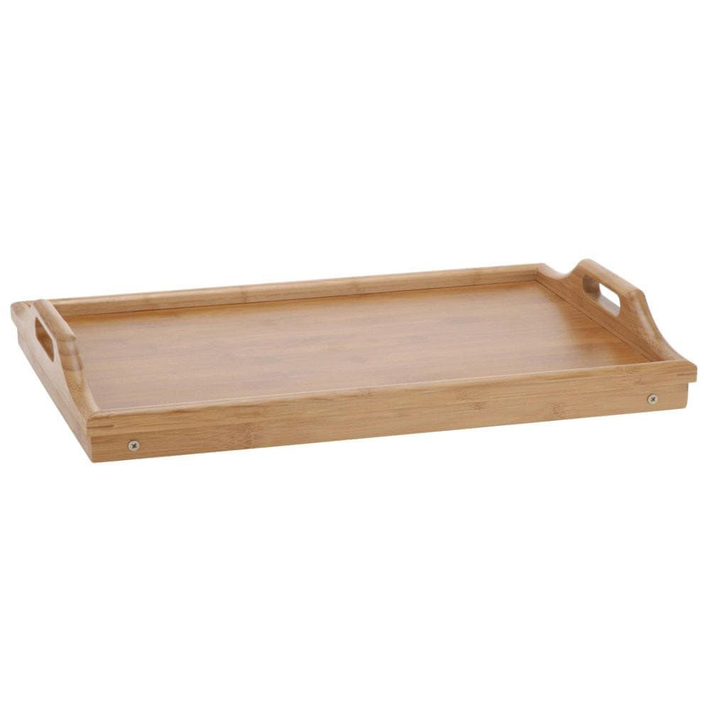 Bags Direct Eco-Friendly Bamboo Bed Serving Tray with Stand - 784200240 - Legs folded in