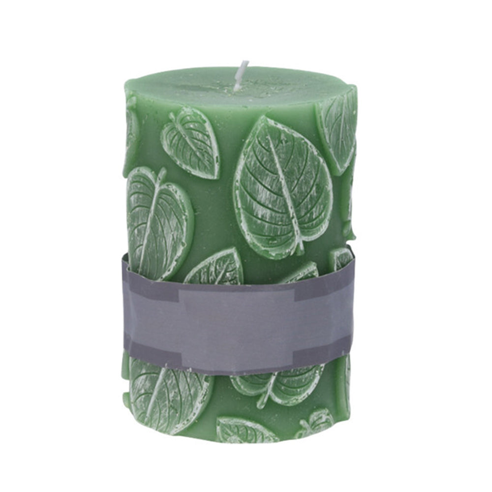 Wax Candle with Leaf Print