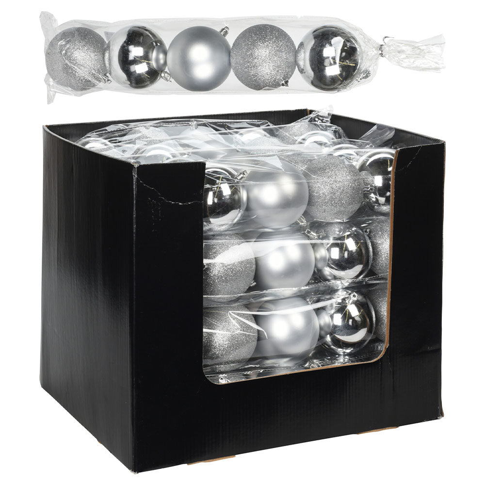 Silver Xmas Ball - 3 Assorted Designs