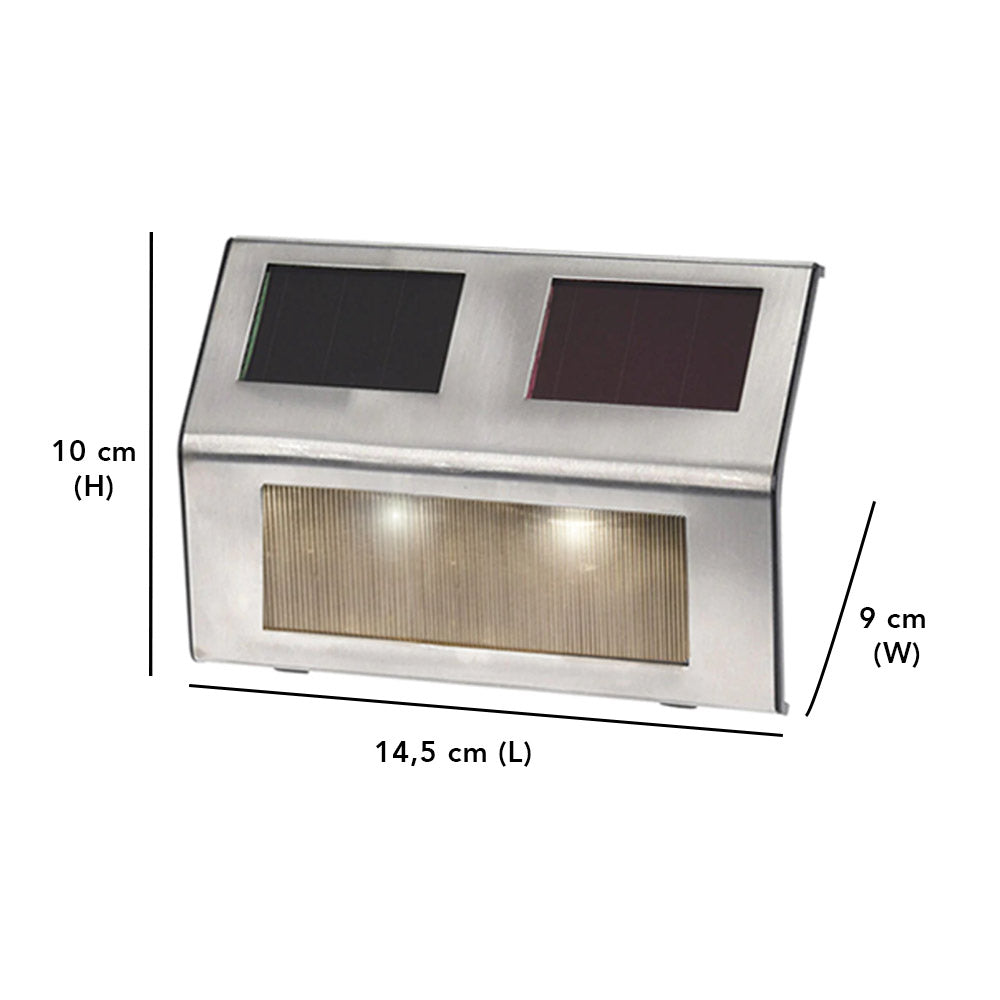 Solar Lights Set of 4 - Wall Mount - Stainless Steel