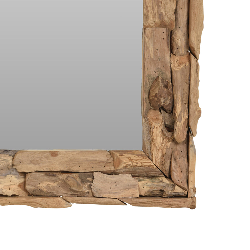 Wall Mirror with a Teak Wood Frame