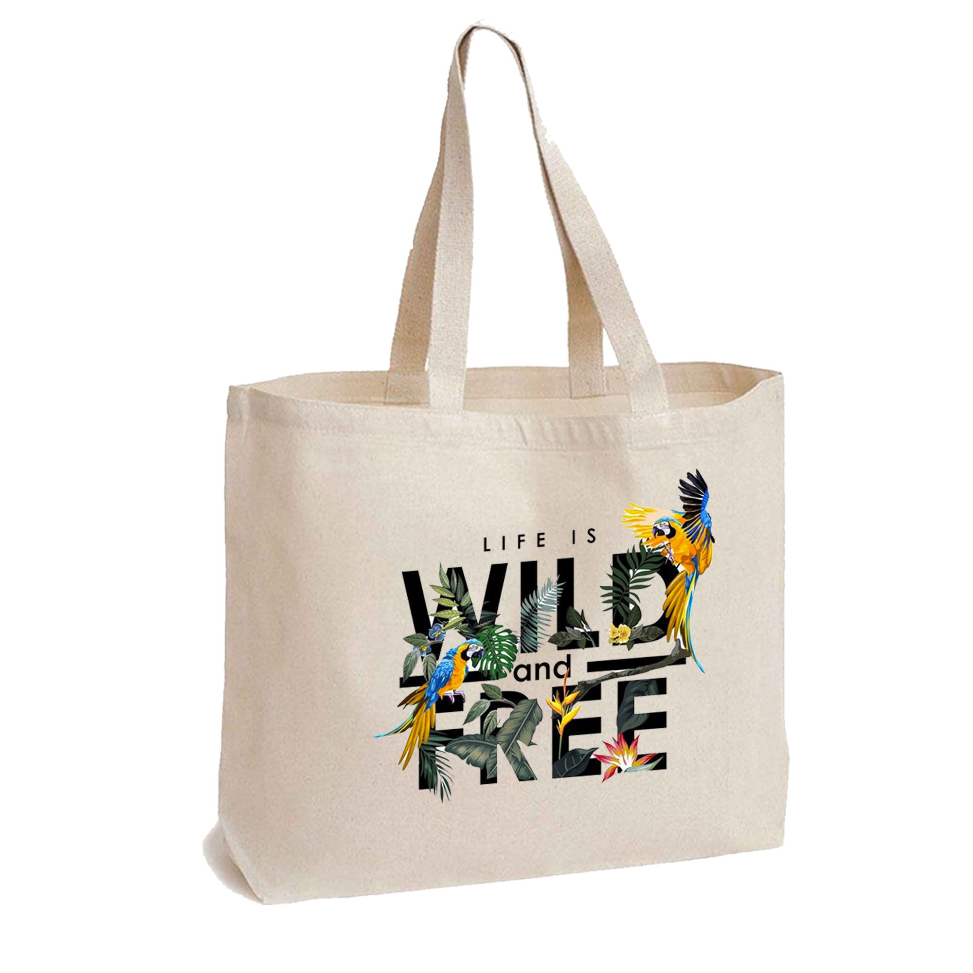 Eco-Friendly Reusable Canvas Shopping Bag - Wild and Free Design