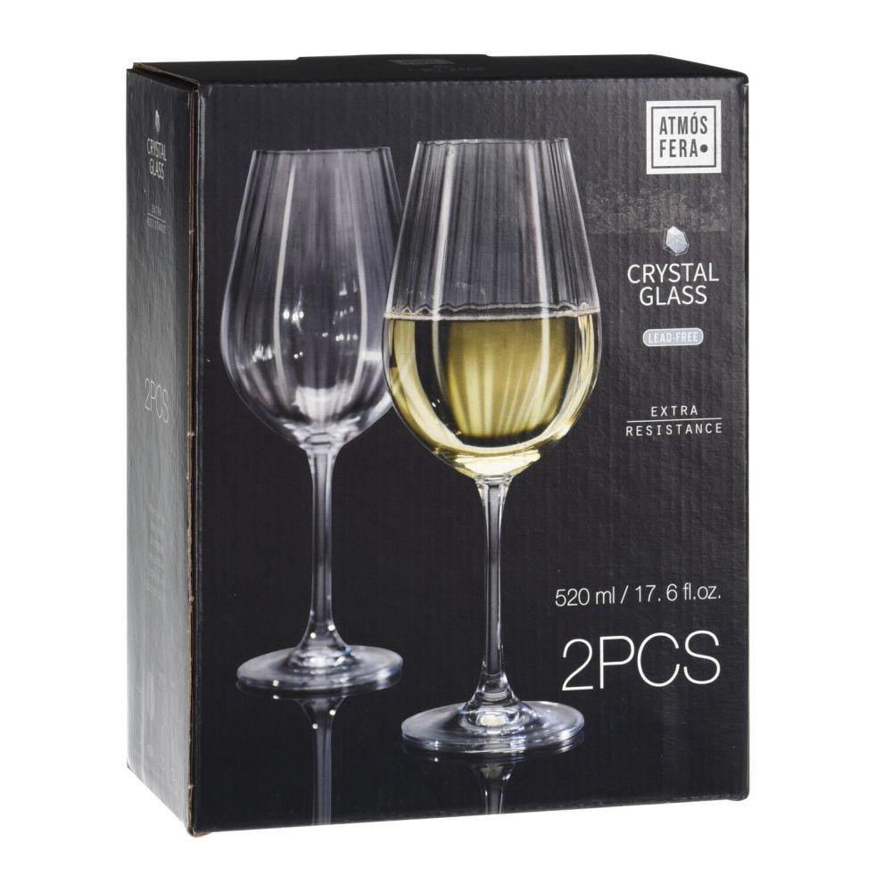 Crystal White Wine Drinking Glasses - 520ml - 2 Pieces - Lead Free