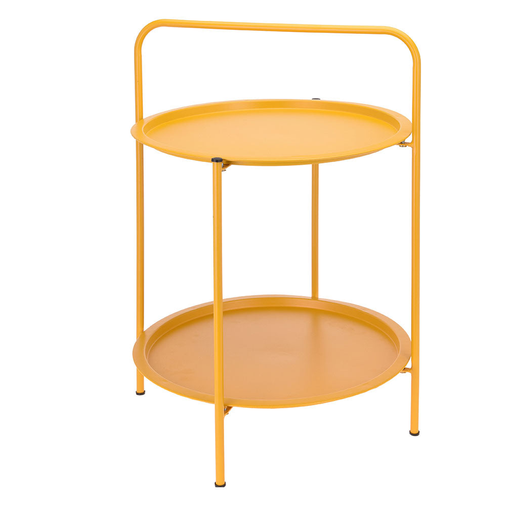 bags direct Multi-purpose Matt Yellow Outdoor Steel Table with 2 Trays - 50cm X99000280 - 8719987396229