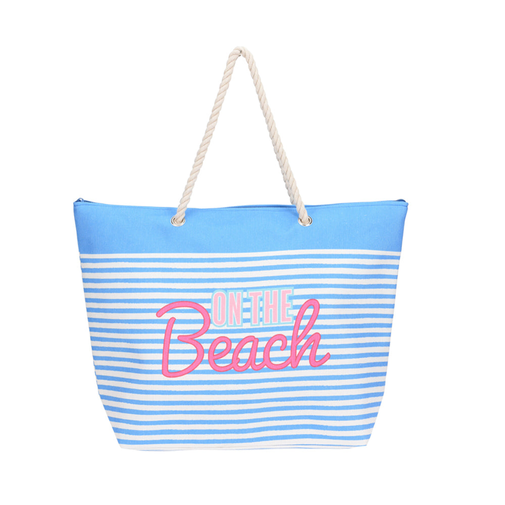 Striped Beach Bag with Rope Handles