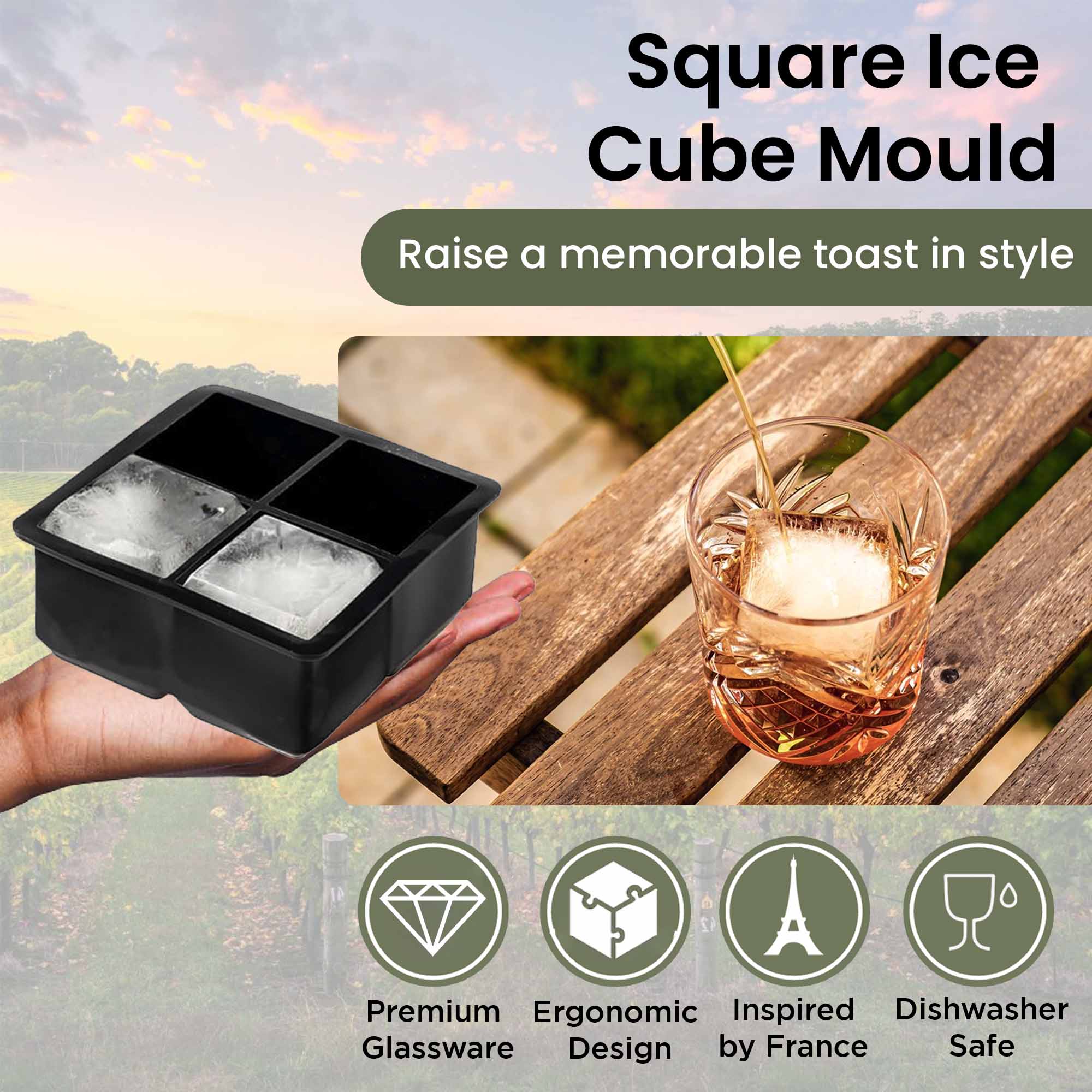 Square Ice Cube Tray - 4 Cubes