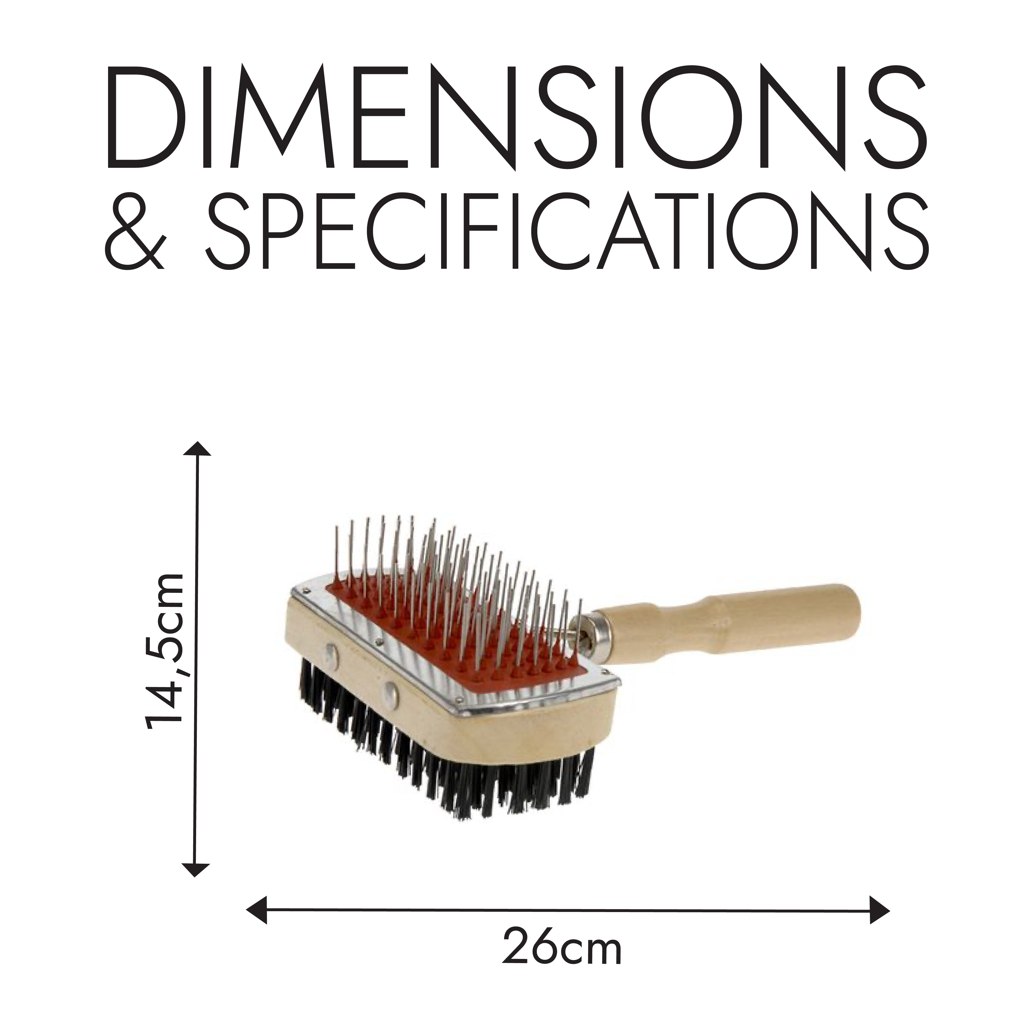 Wooden Dog Brush with Hard and Soft Bristles - Double Sided Brush