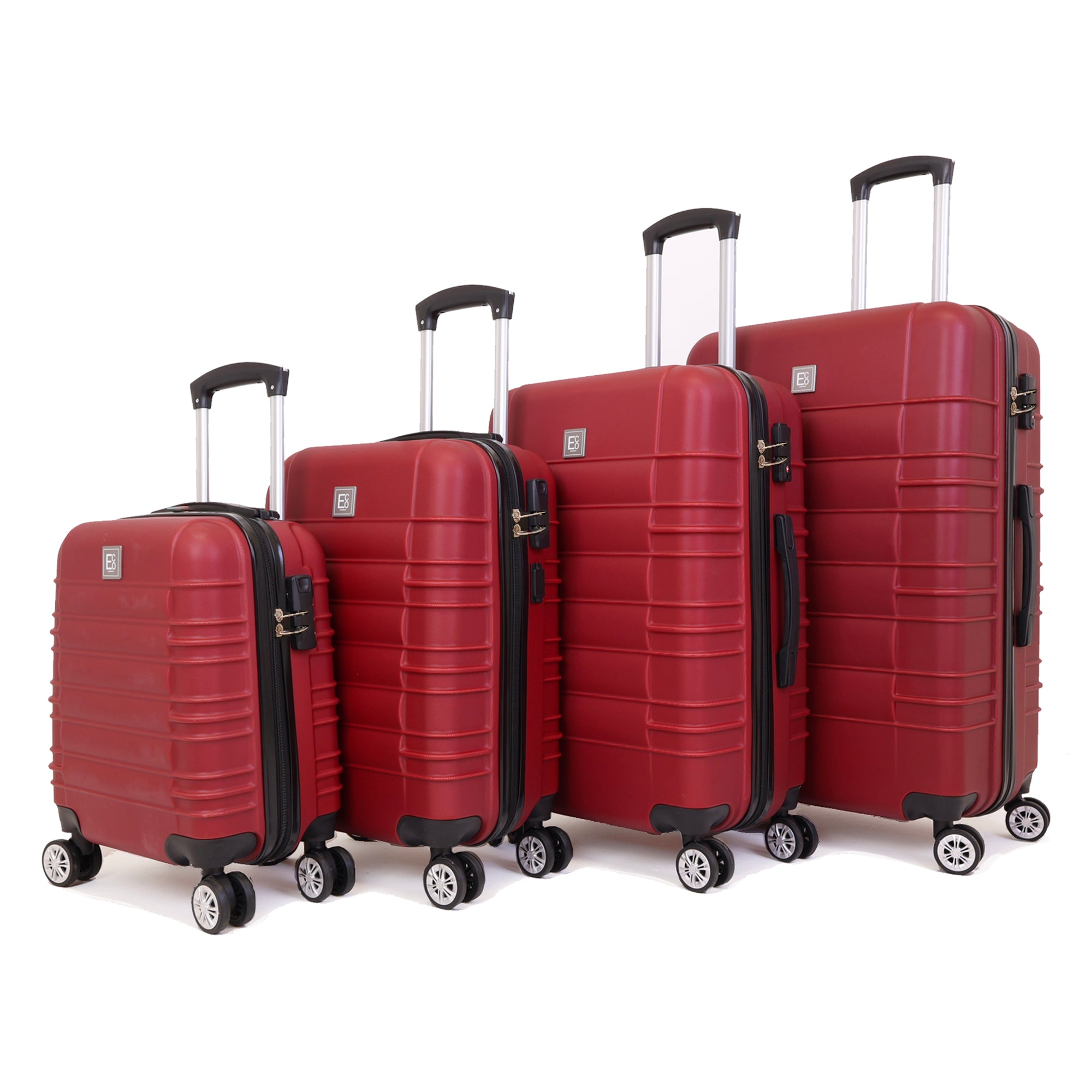 Santorini Hardshell Luggage Set - 360 Spinner Wheels - 4 Pieces- Red