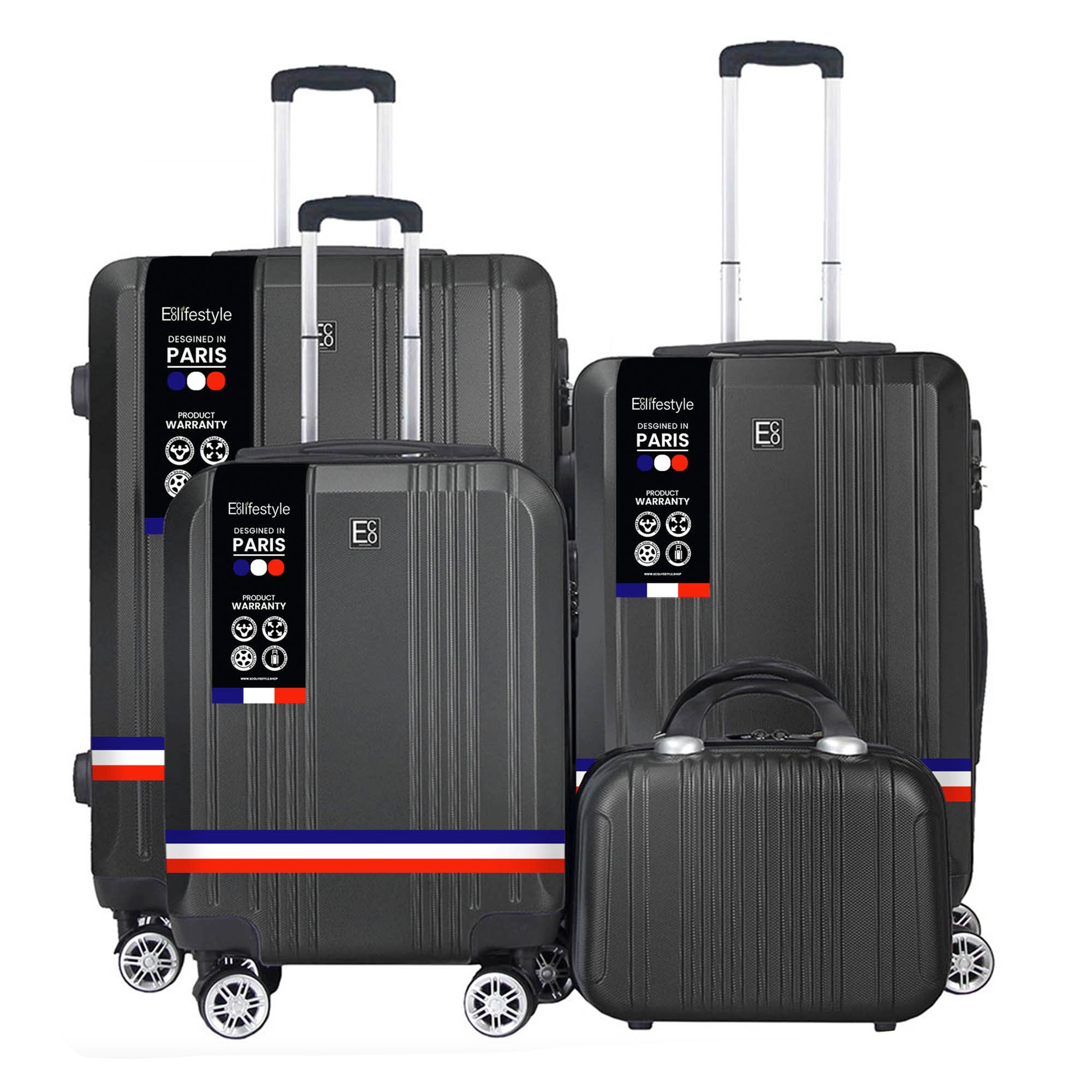 4-teiliges Paris Premium-Gepäck-Vorteilsset mit integrierter Waage vorbestellen – in Kürze erhältlich