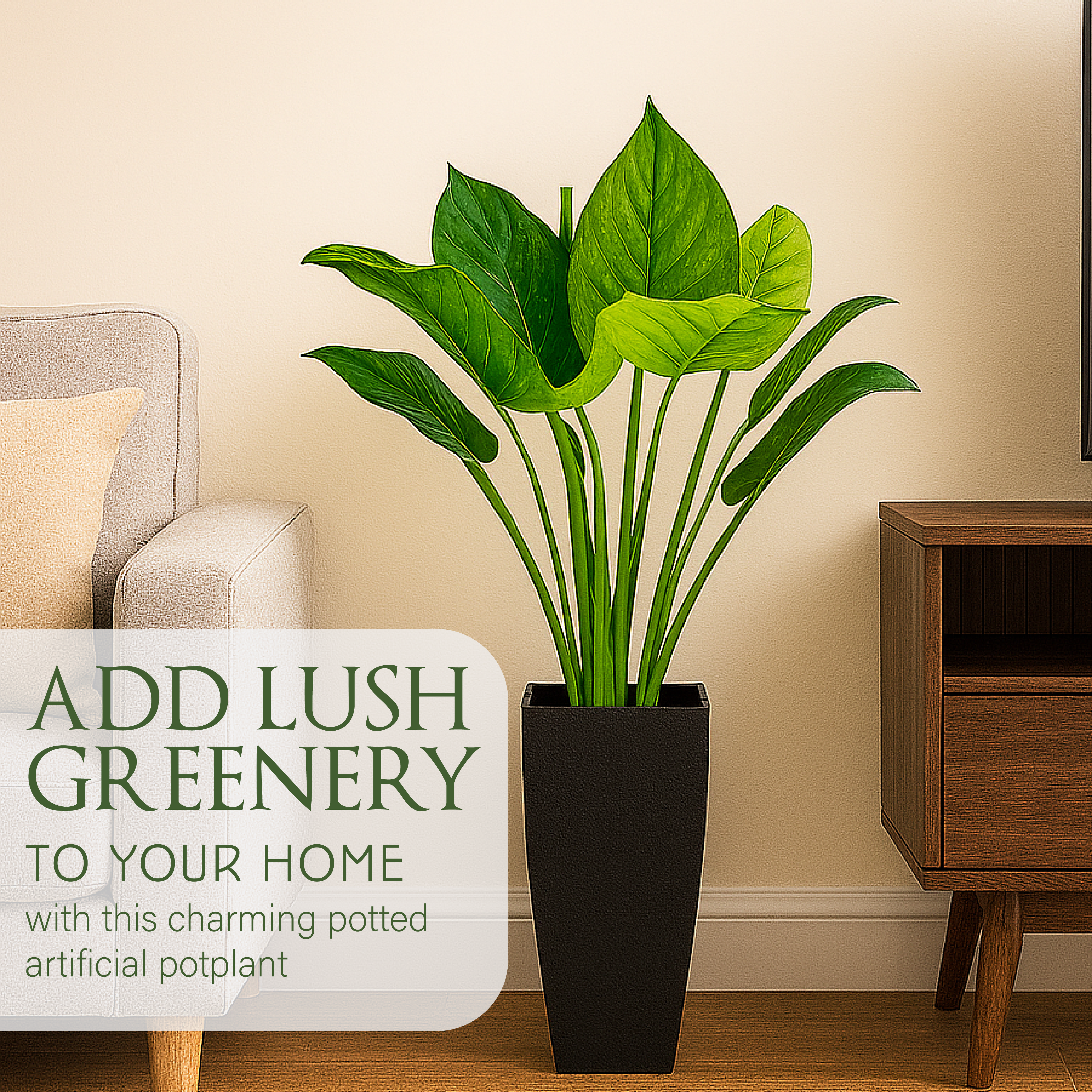 Artificial Plant in Pot with Artificial Stones - 65cm