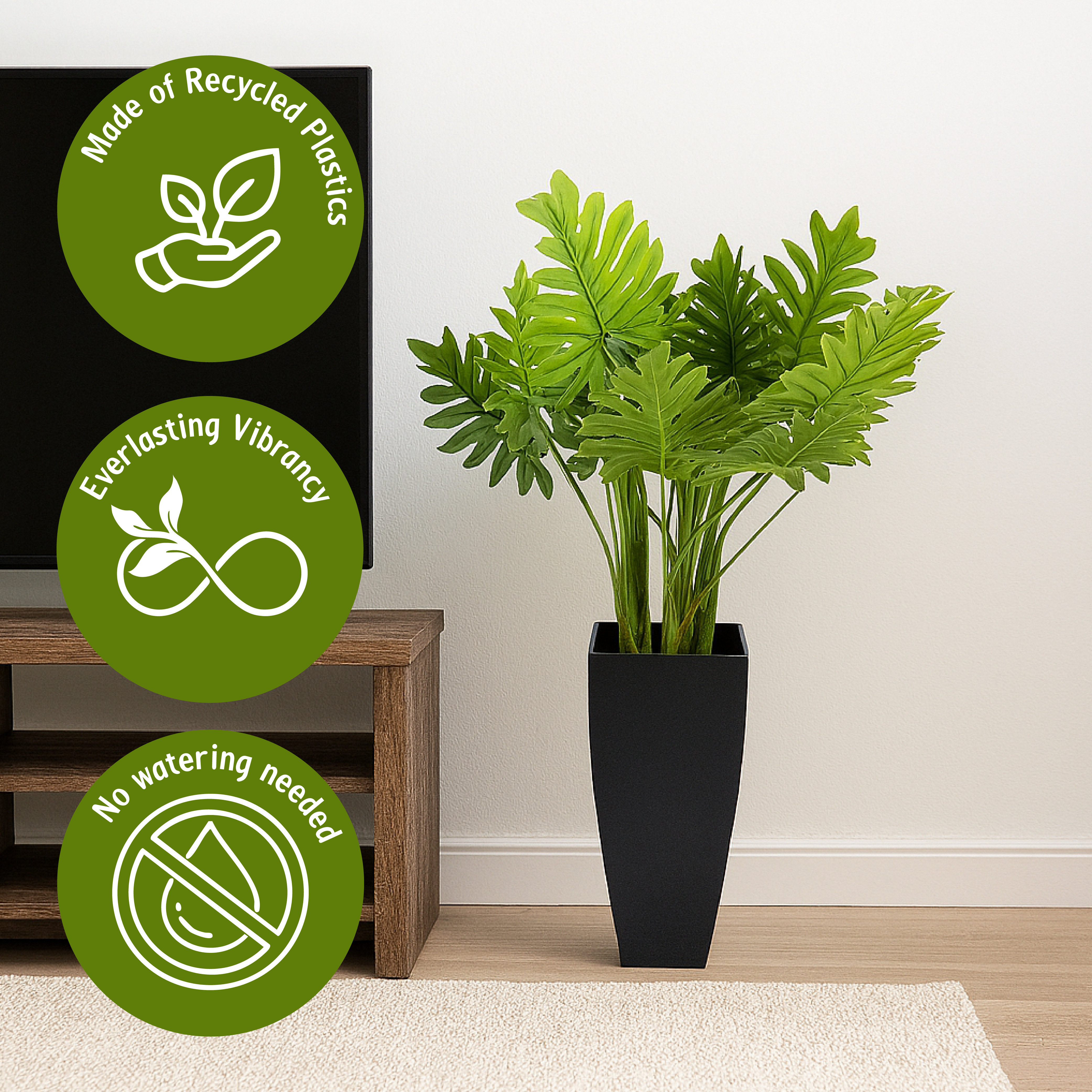 Artificial Plant in Pot with Artificial Stones - 65cm