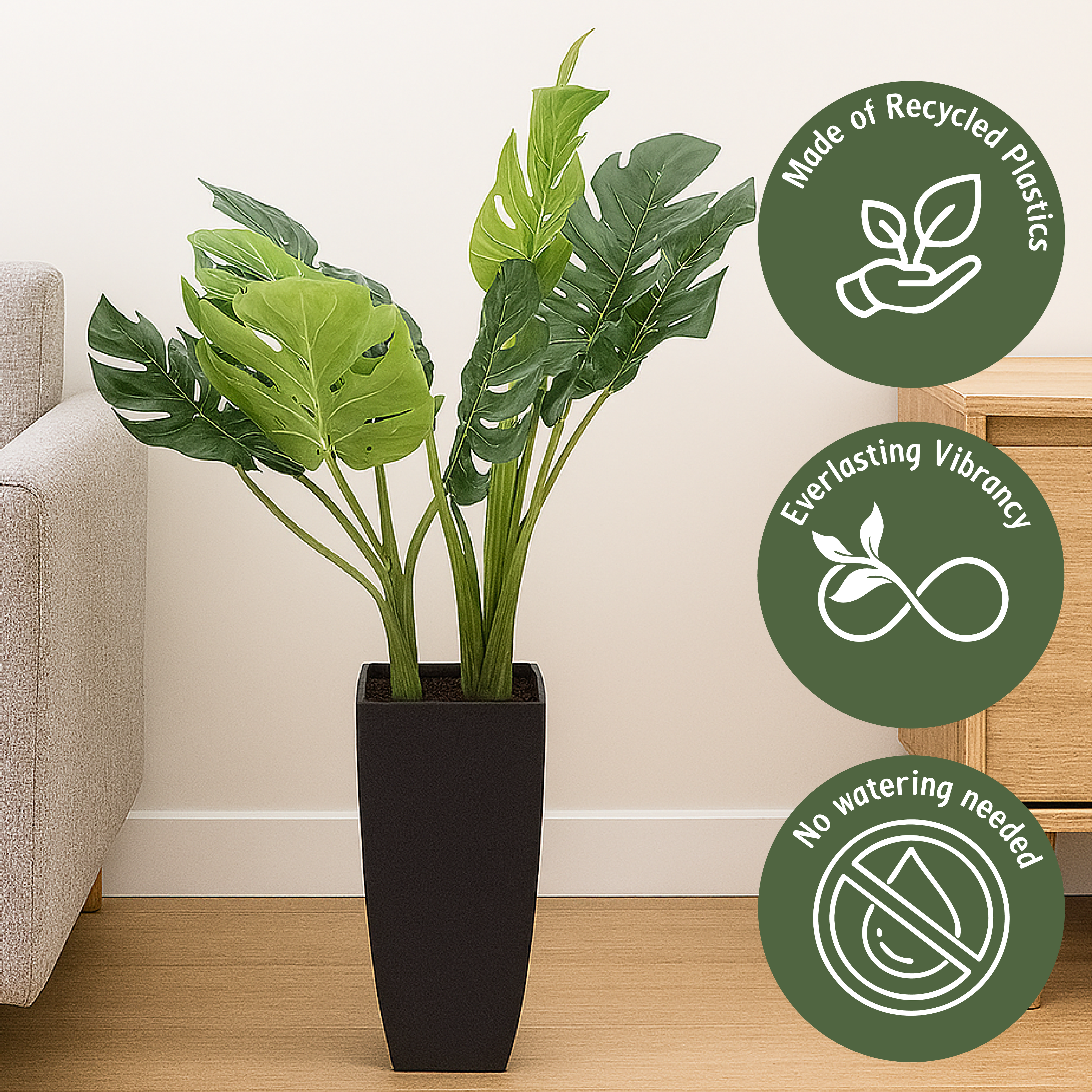 Artificial Plant in Pot with Artificial Stones - 65cm