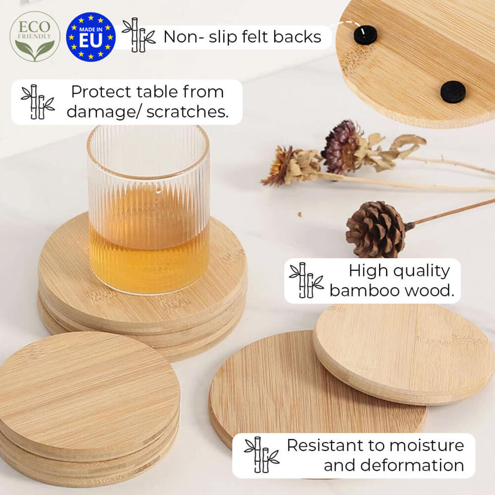 Natural Bamboo Coaster - Set of 4