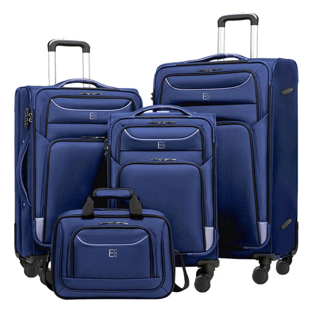 Reserva el juego de maletas blandas Monaco de 4 piezas - Azul marino y gris - Próximamente