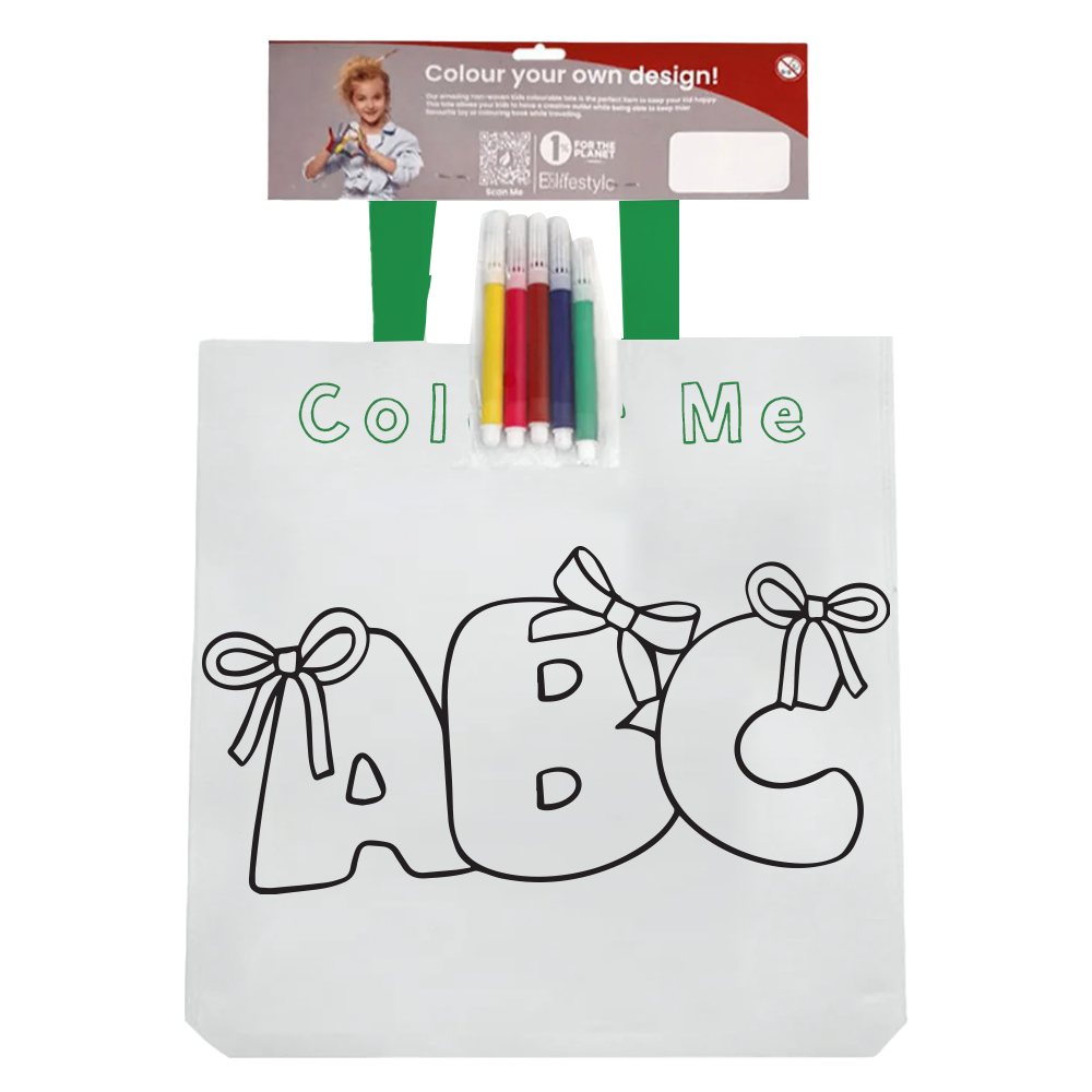 KCT-01 - Bolsa de compras reutilizable de tela no tejida para colorear para niños | 50 g/m², 8 l