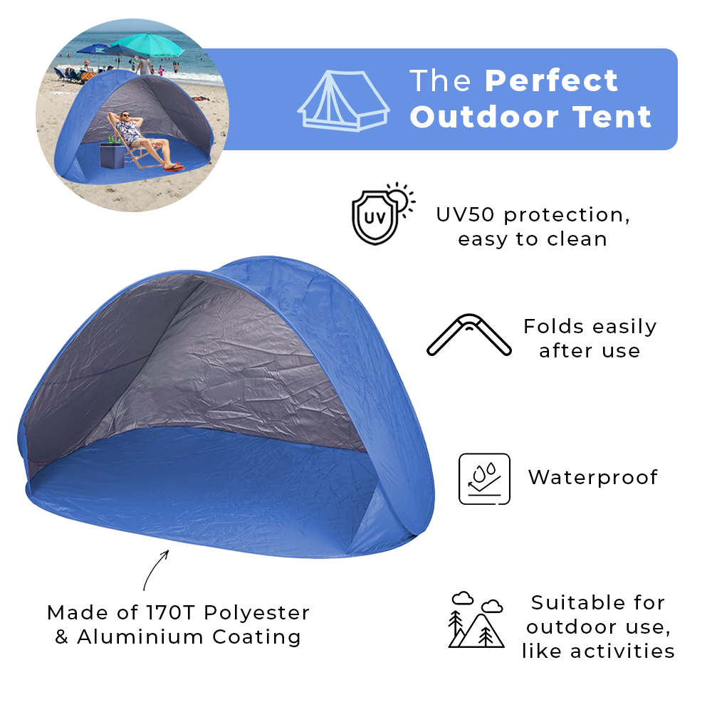 Beach Pop Up Tent UV 50+ for 2 People