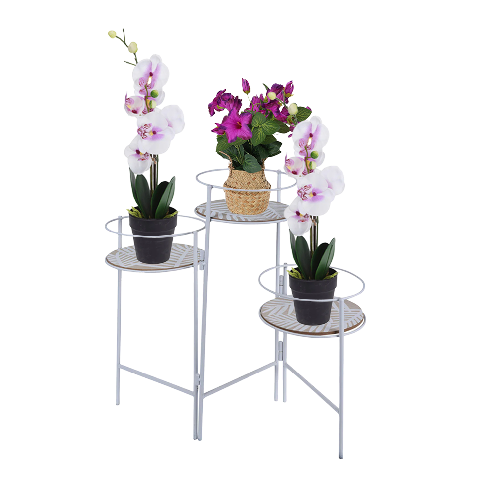 Flowerpot Holder Stand for 3 Plants - Metal - Foldable Design