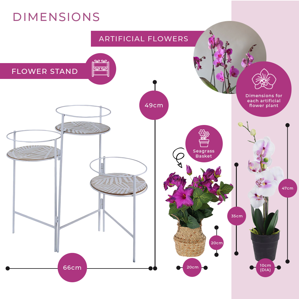 Soporte para Macetas para 3 Plantas - Metal - Diseño Plegable