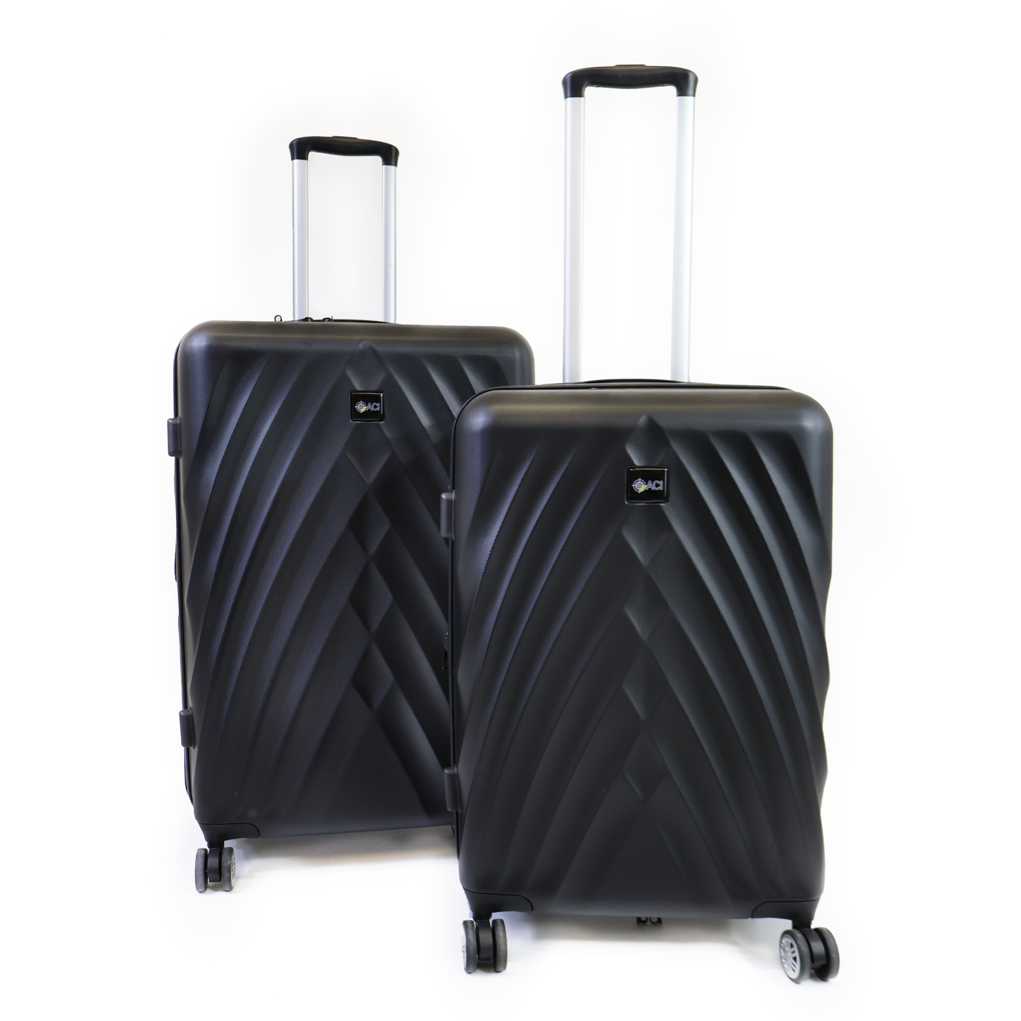 Frankfurt 2pc Expandable Luggage Suitcase Set, 65 & 75cm Hard Shell ABS with TSA Lock - Black