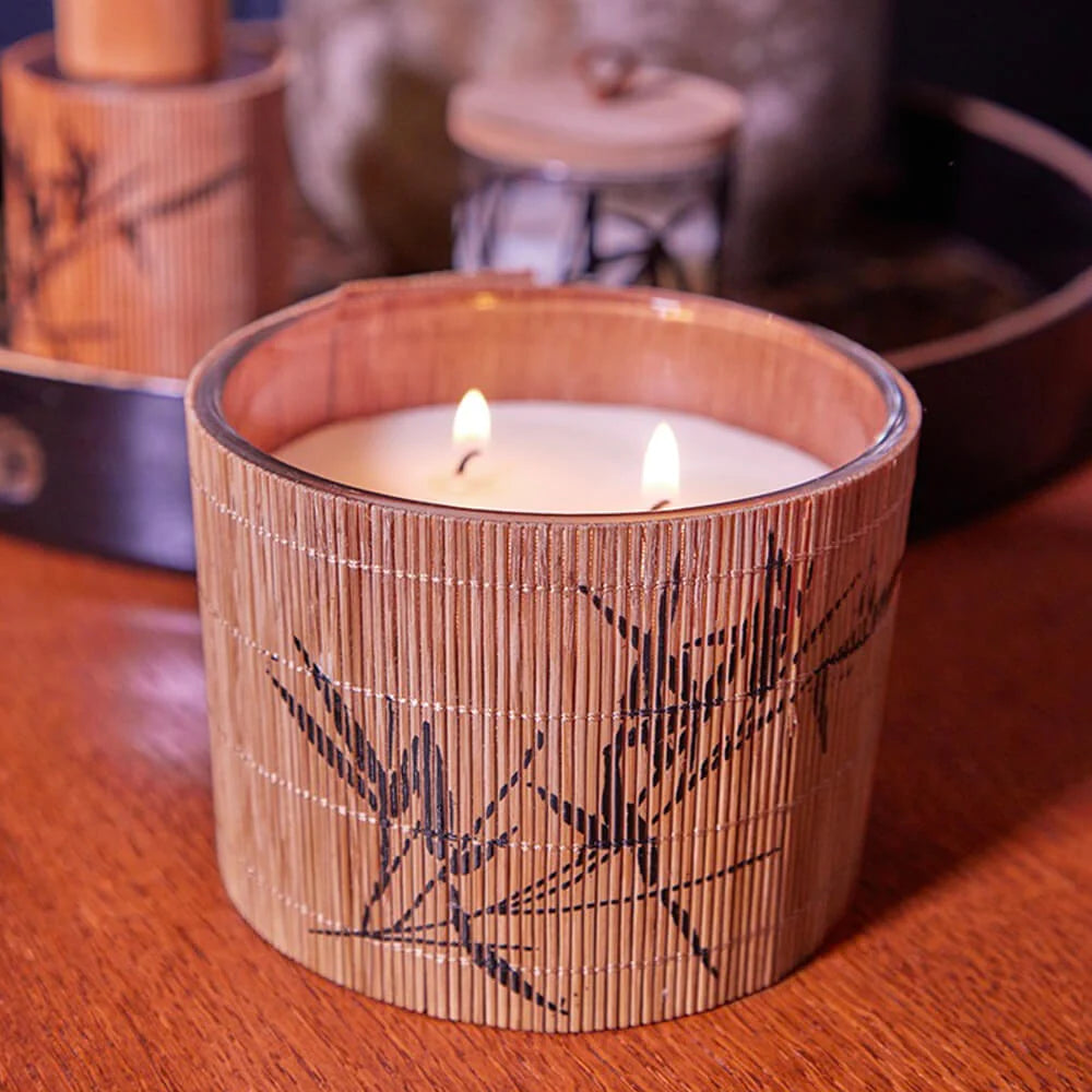 Natural Bamboo Wrapped Candle - Sandalwood Scent