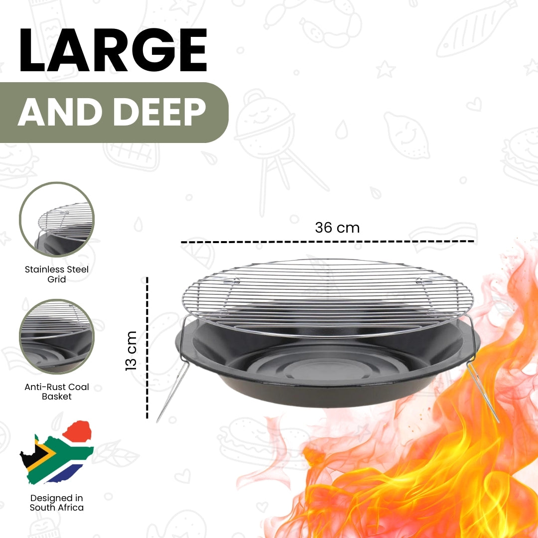 Portable Round Charcoal Braai Barbecue Grill