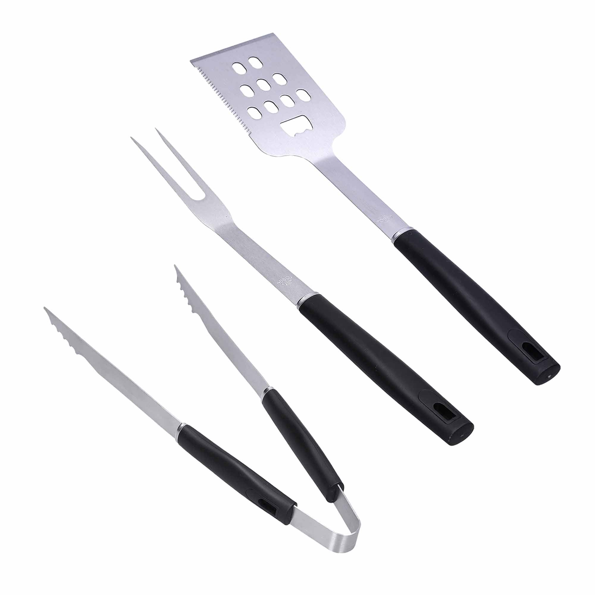 Braai Tool Set of 3 - Stainless Steel Fork, Tong & Spatula