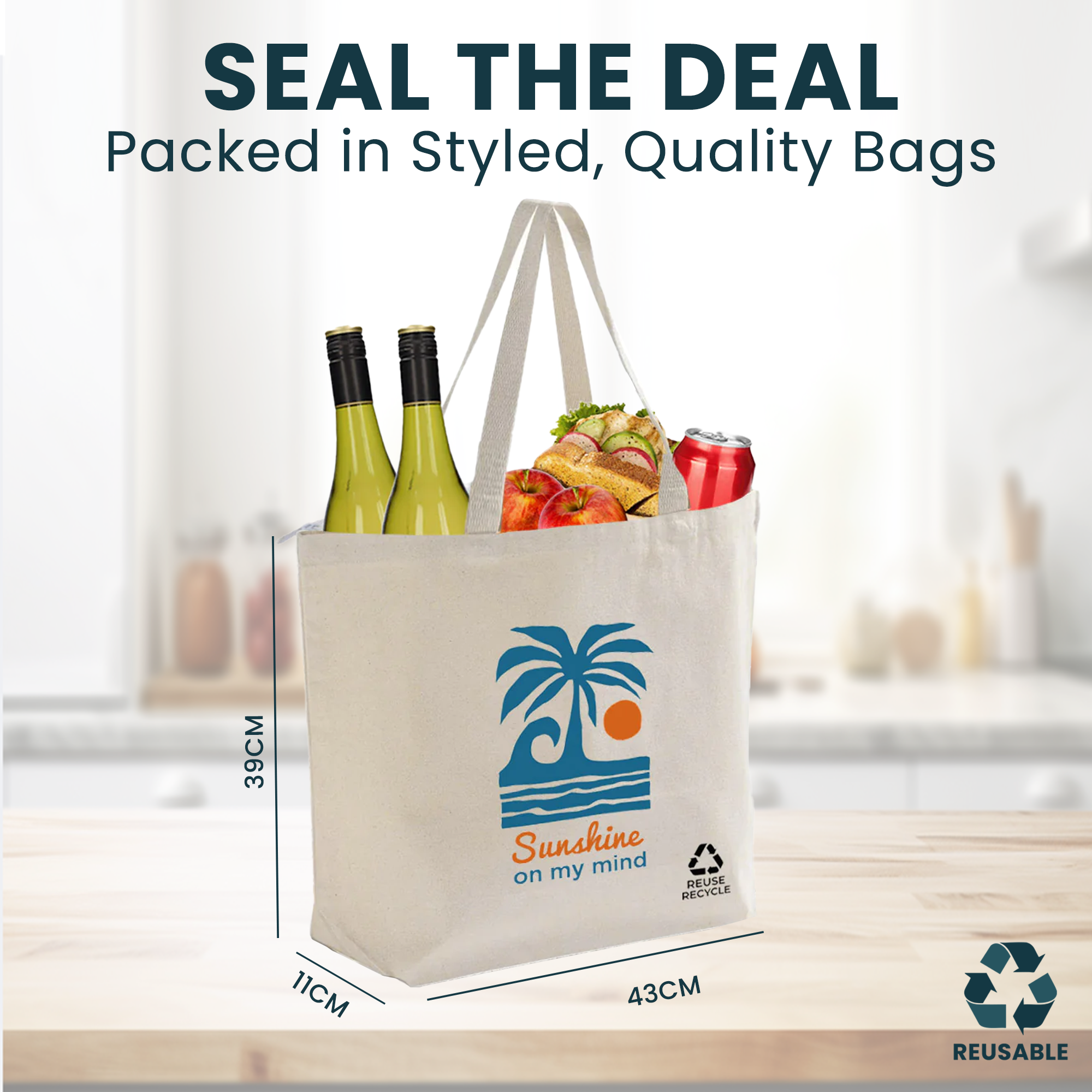 Reusable Cotton Take Away Cooler Bag  | 270GSM, 18L