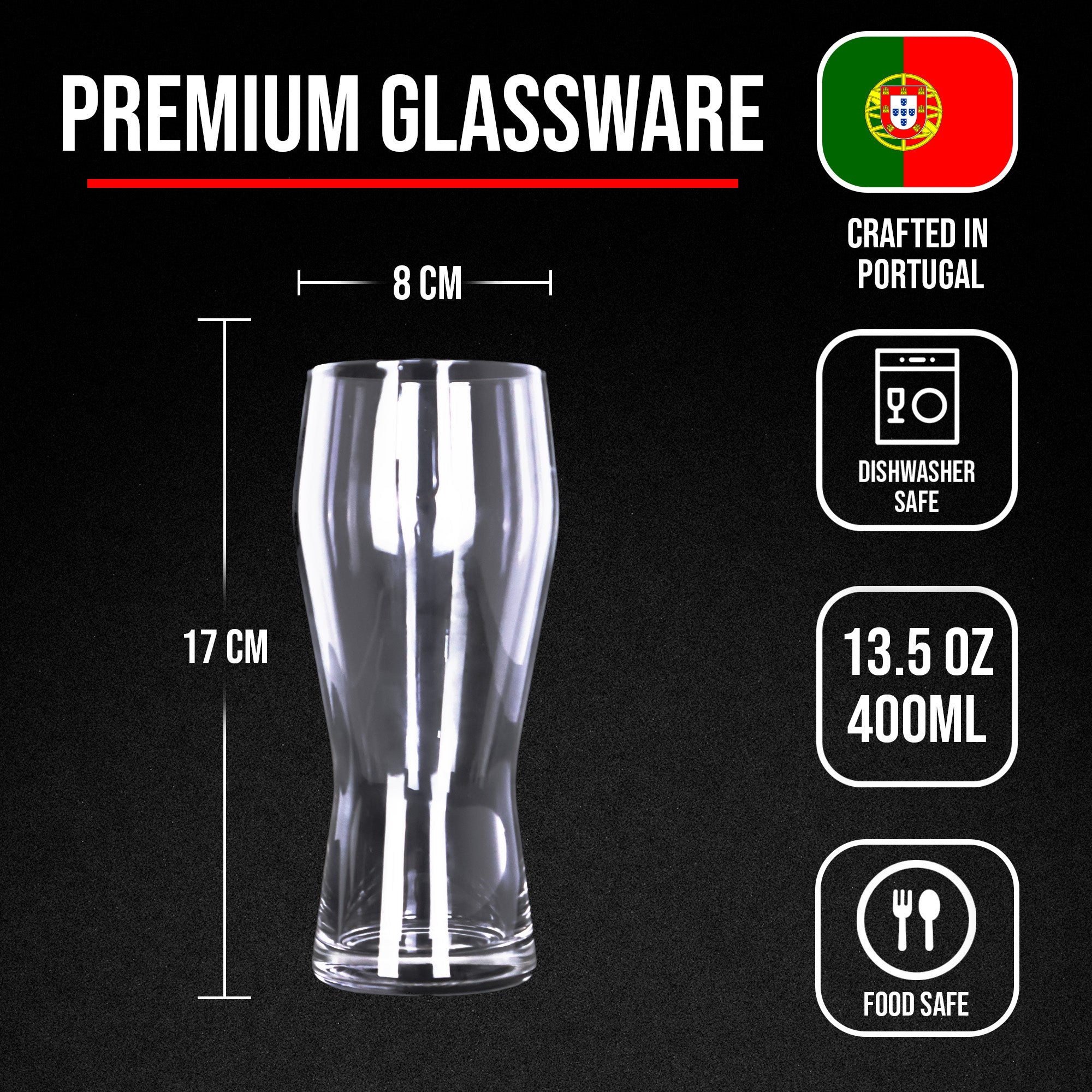 Beer Glasses - Set of 4 - 400ml - French Design
