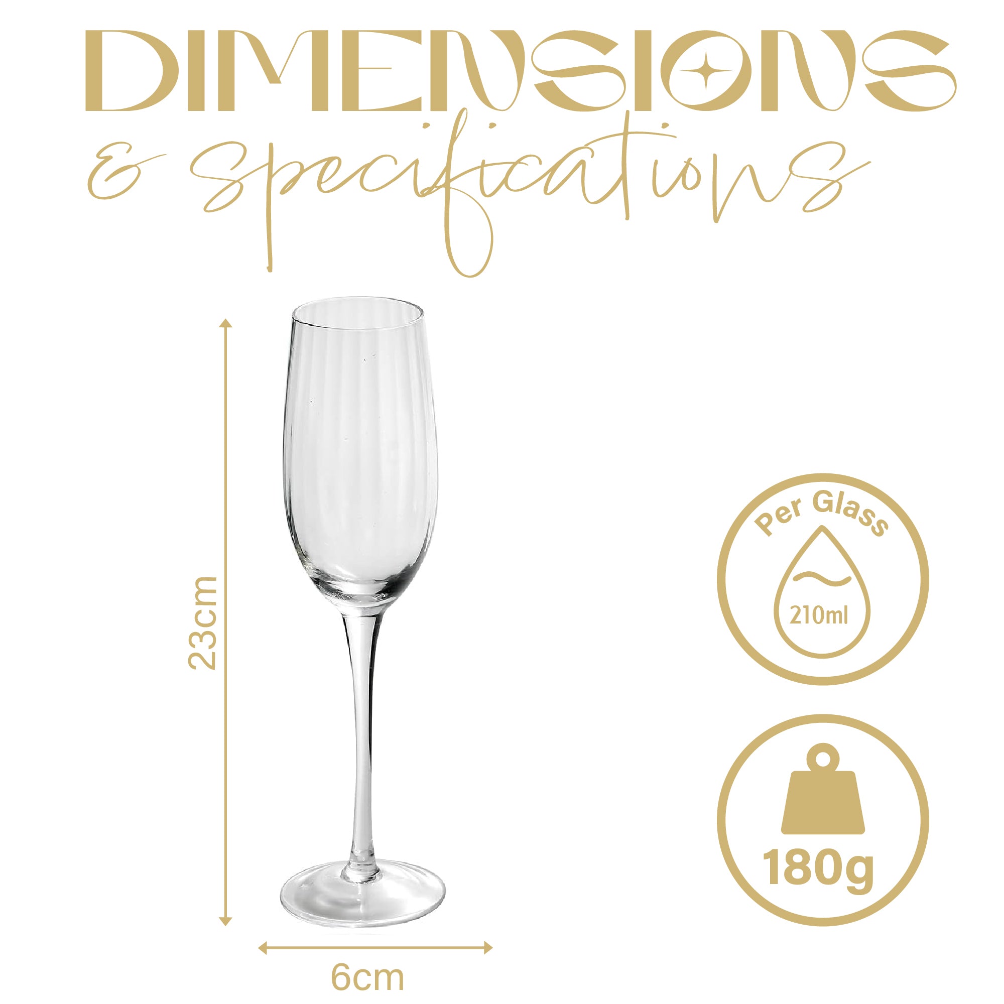 Champagne Flutes & Champagne Glasses – Set of 4 (210ml)