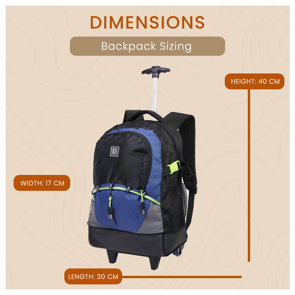 Mochila Trolley Telescópica con Ruedas Roller - Azul Marino